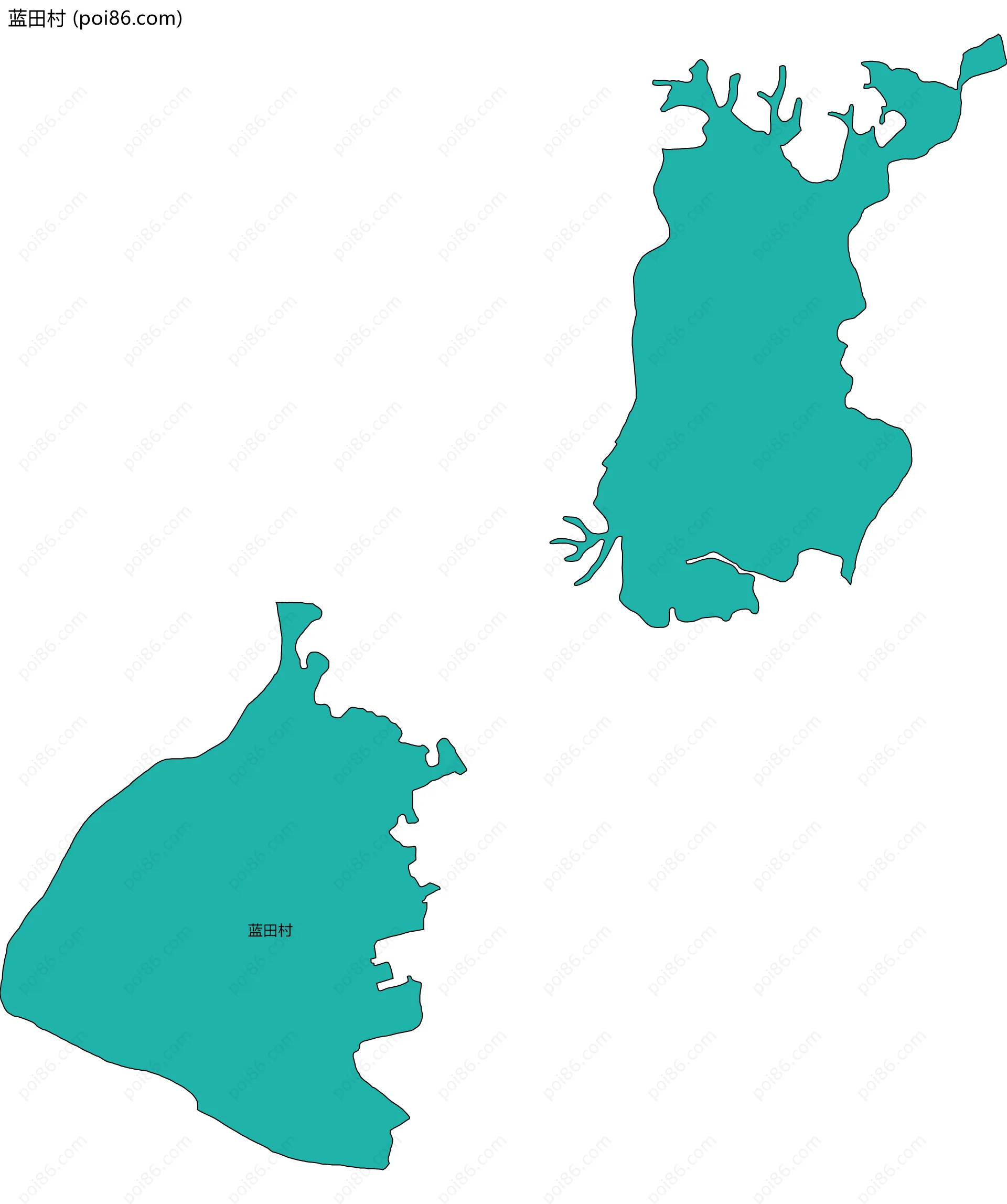 蓝田村边界地图