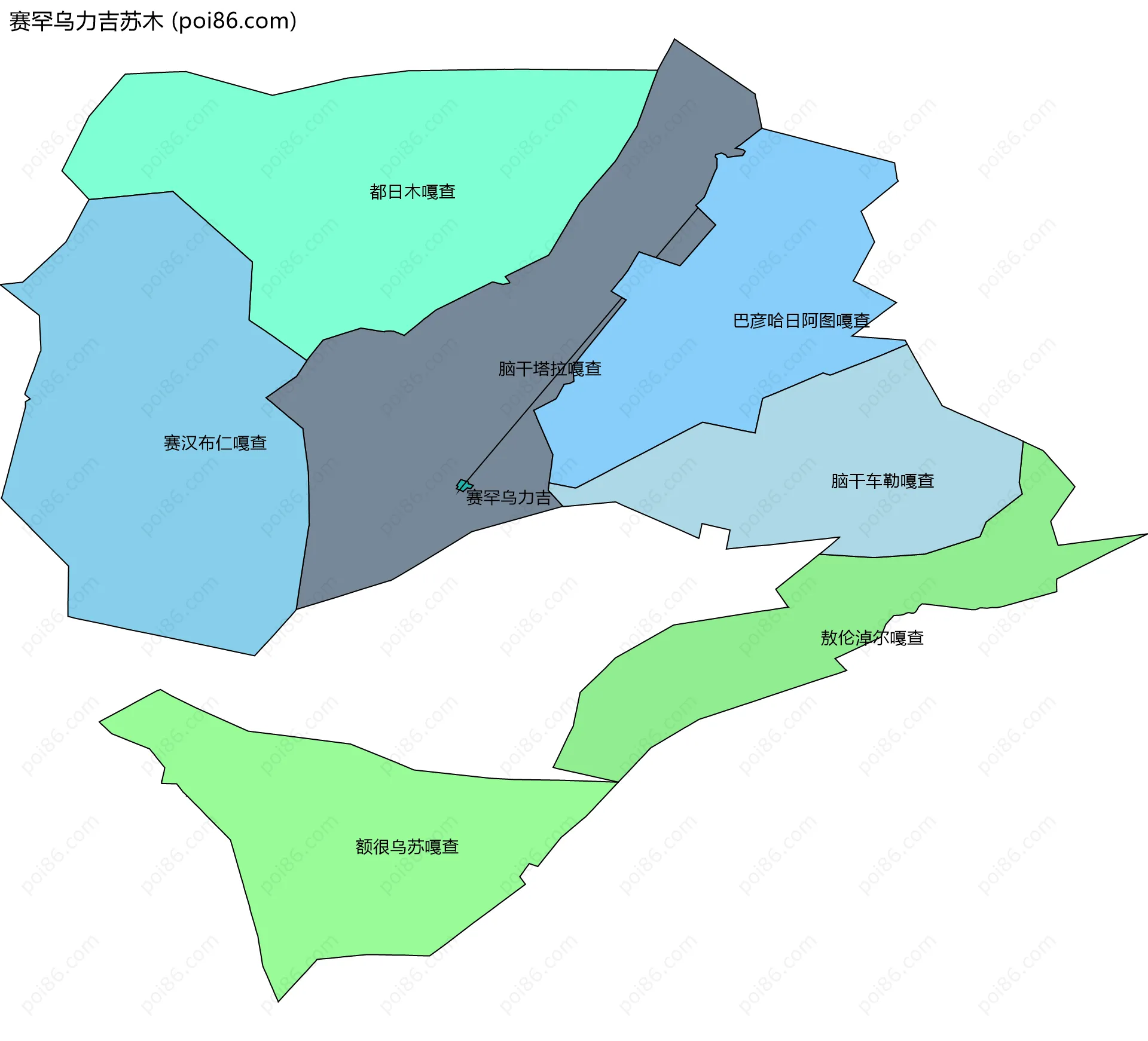 赛罕乌力吉苏木边界地图(五级行政区划)