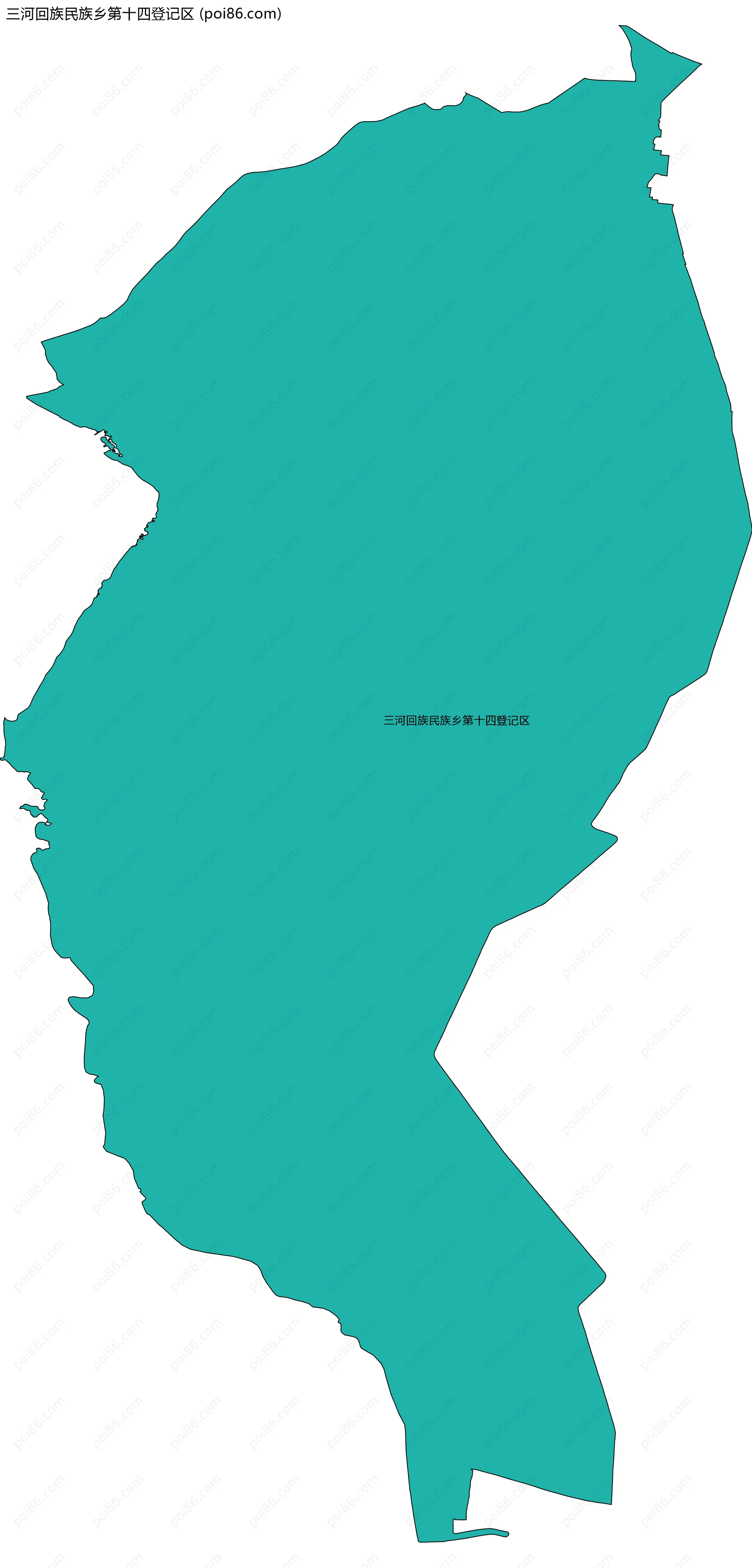 三河回族民族乡第十四登记区边界地图