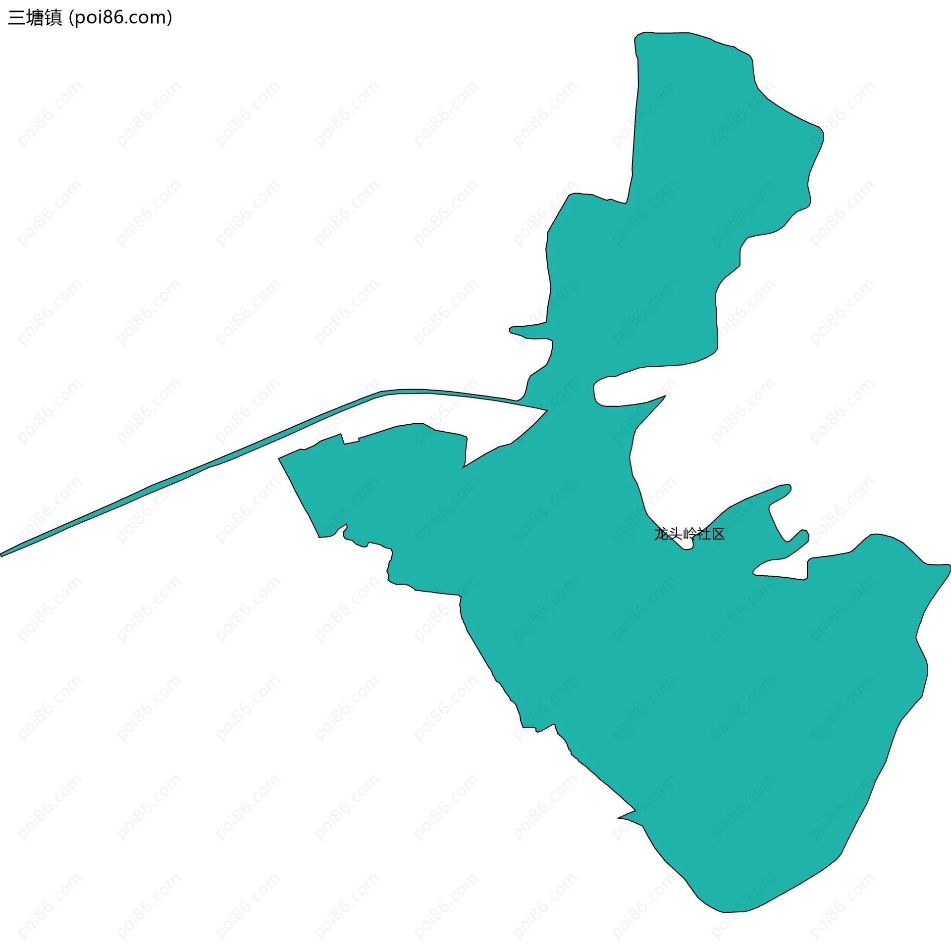 三塘镇边界地图(五级行政区划)