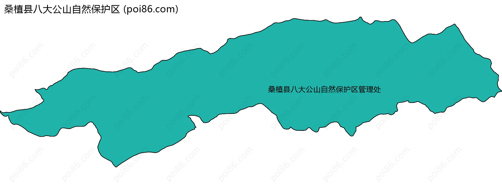 桑植县八大公山自然保护区边界地图(五级行政区划)