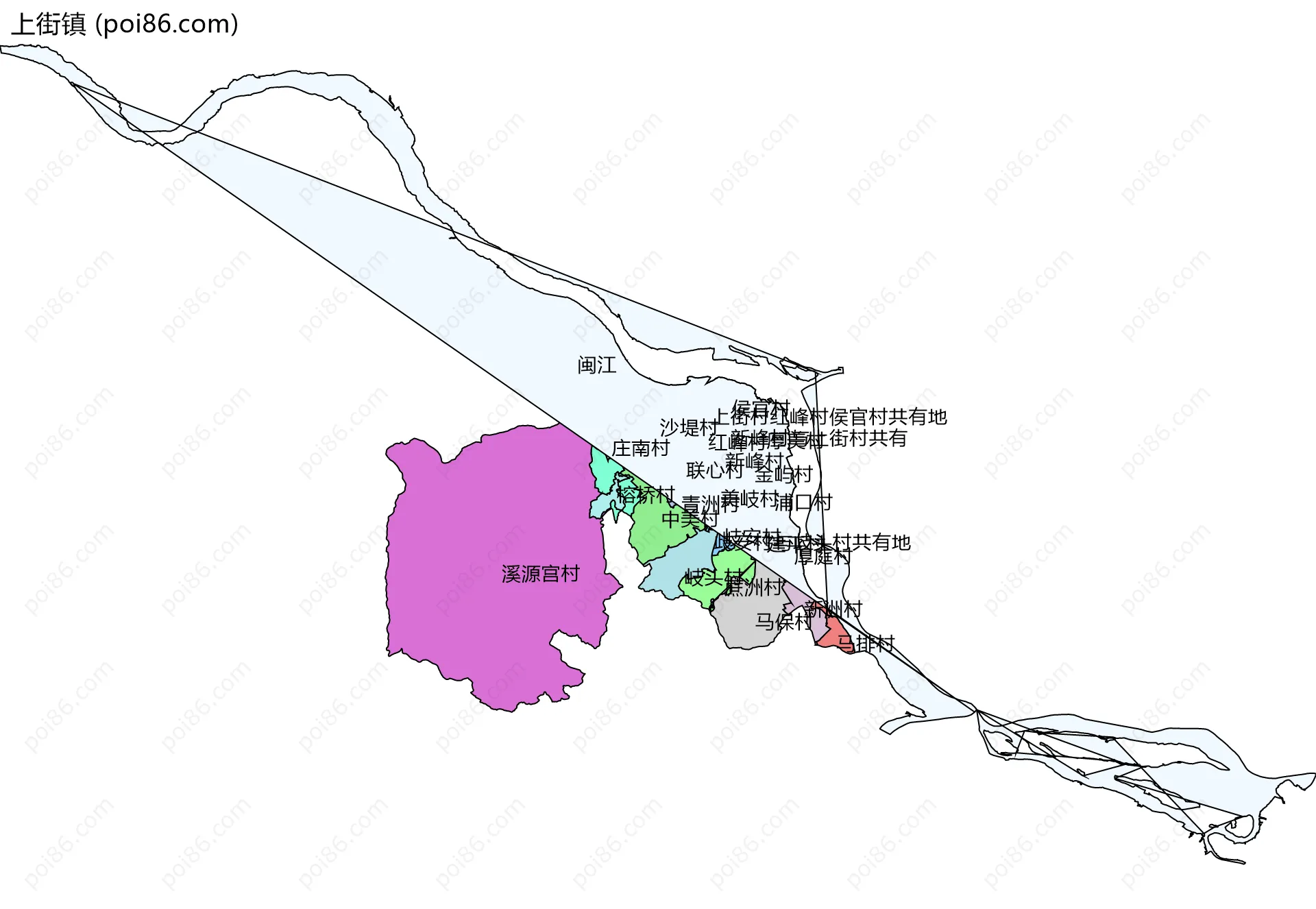 上街镇边界地图(五级行政区划)