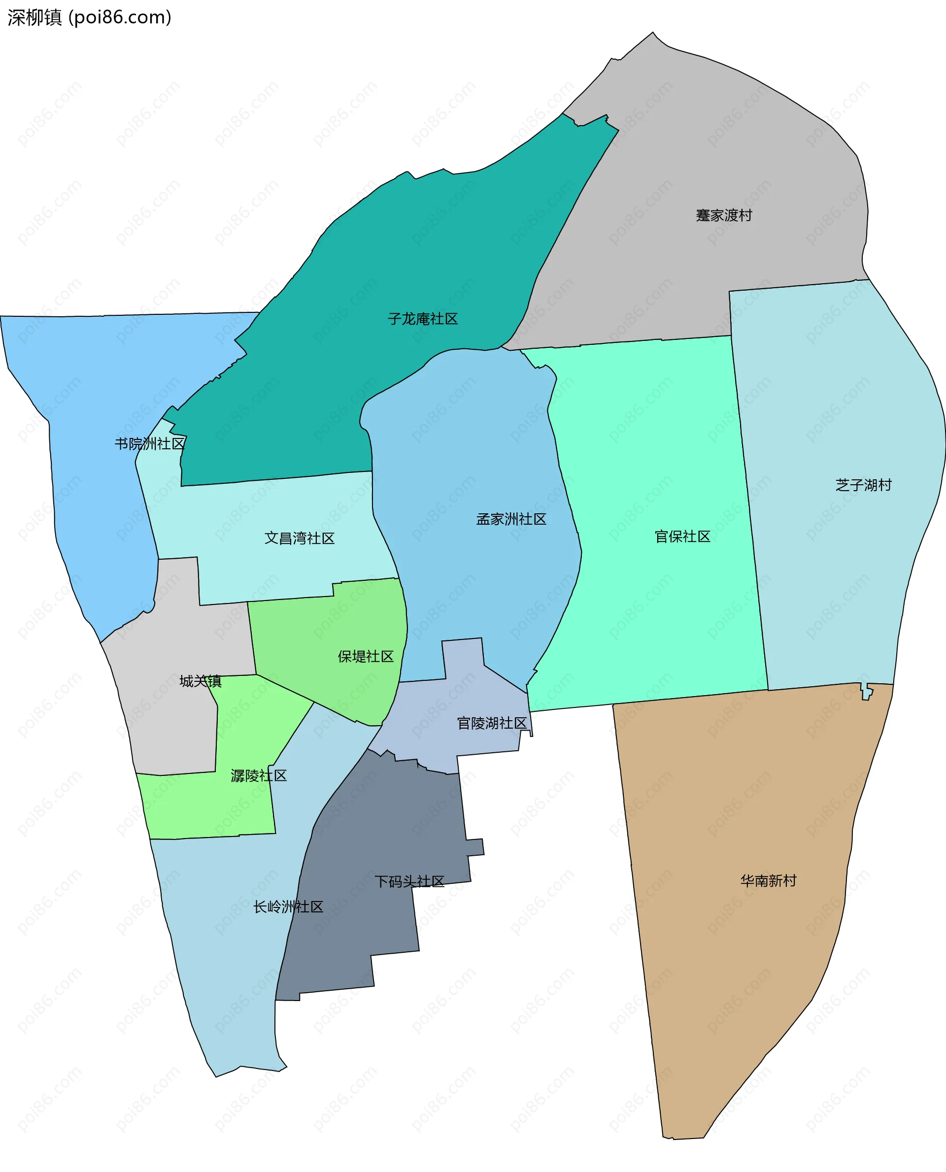 深柳镇边界地图(五级行政区划)