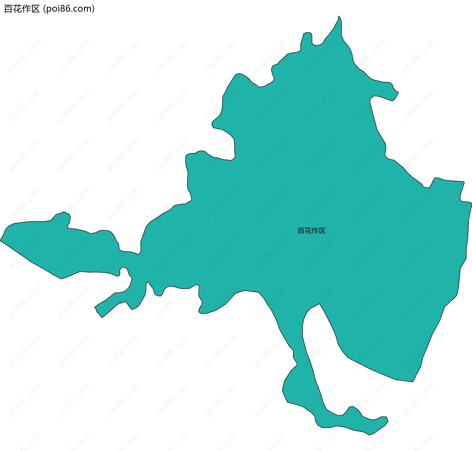 百花作区边界地图