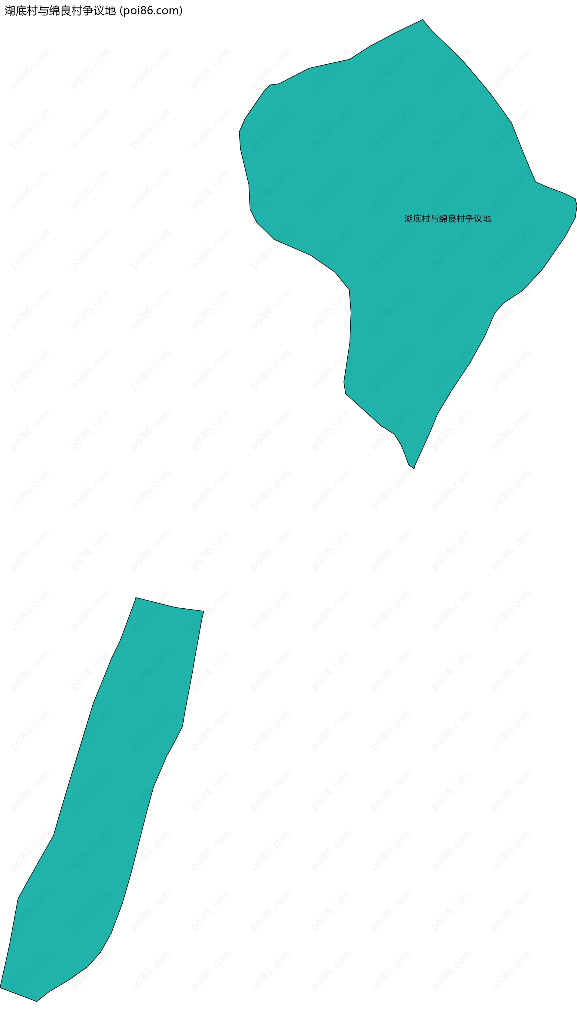 湖底村与绵良村争议地边界地图