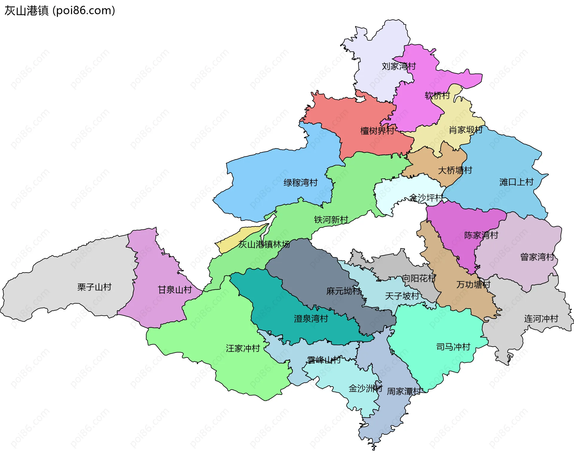 灰山港镇边界地图(五级行政区划)