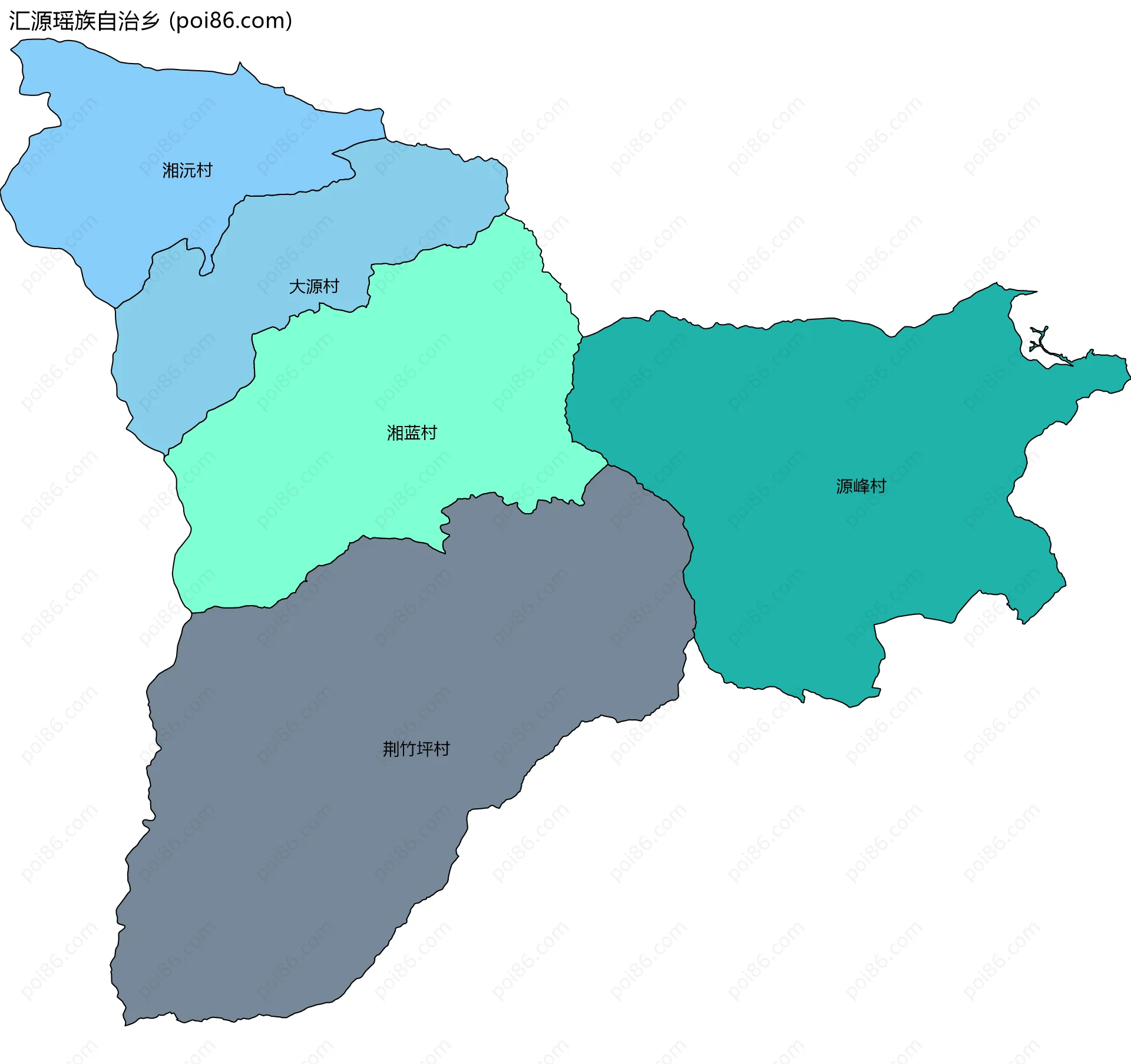 汇源瑶族自治乡边界地图(五级行政区划)