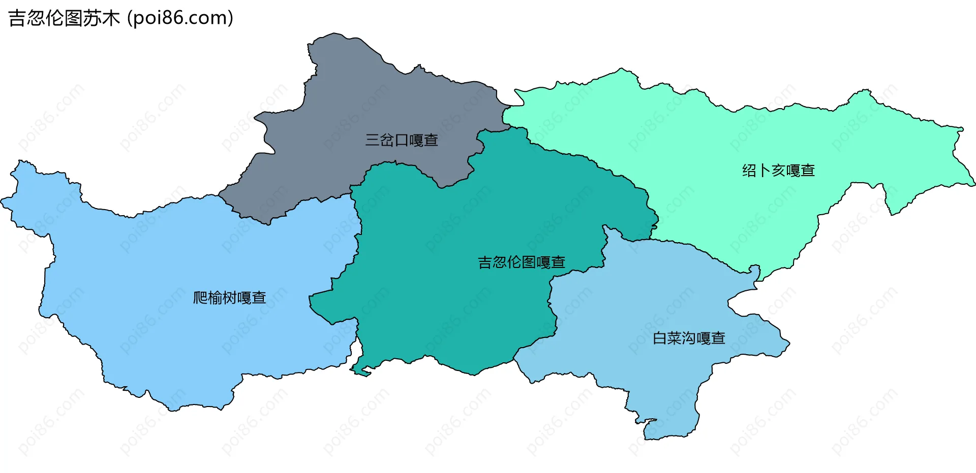 吉忽伦图苏木边界地图(五级行政区划)