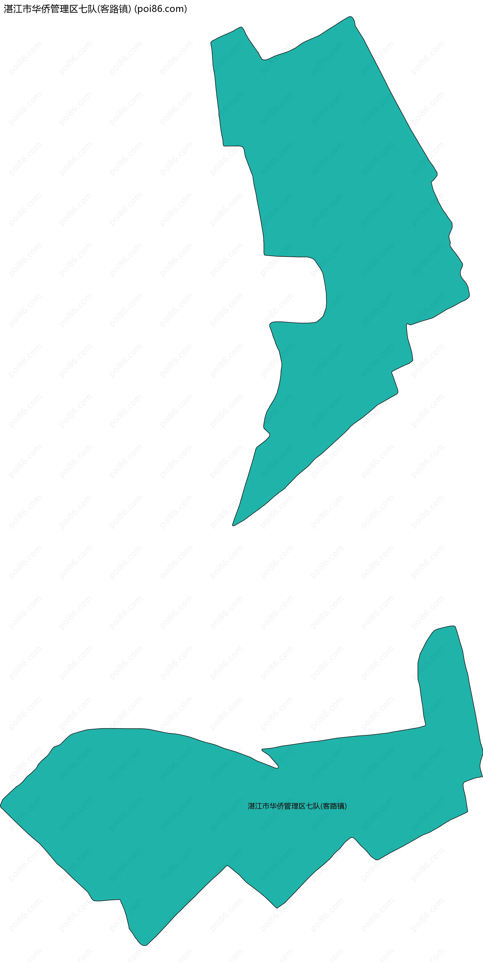 湛江市华侨管理区七队(客路镇)边界地图