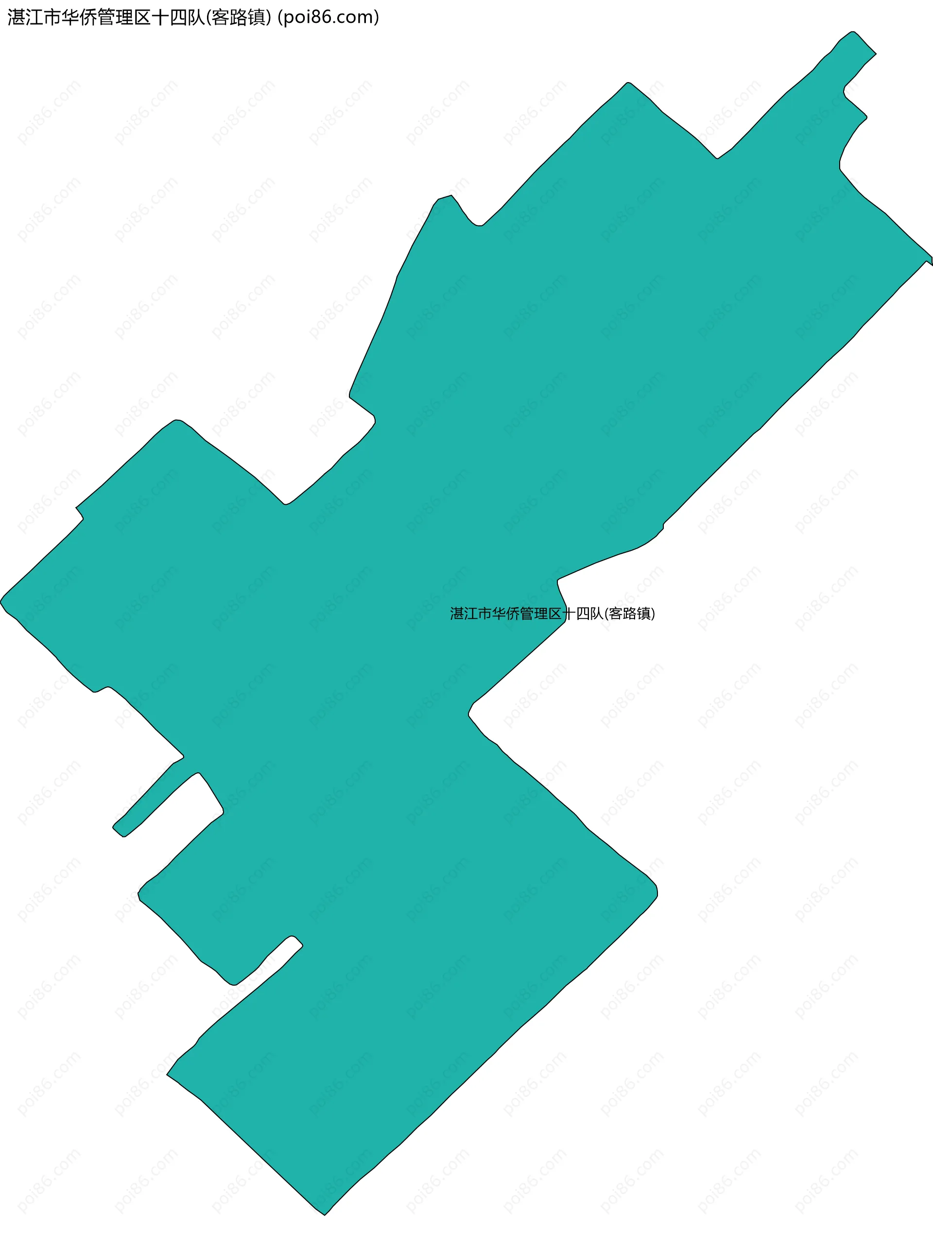 湛江市华侨管理区十四队(客路镇)边界地图