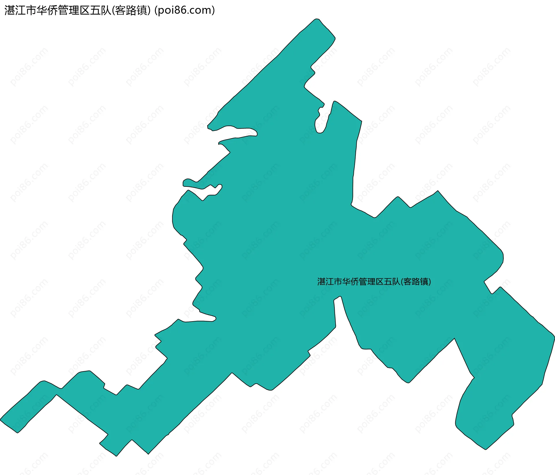 湛江市华侨管理区五队(客路镇)边界地图