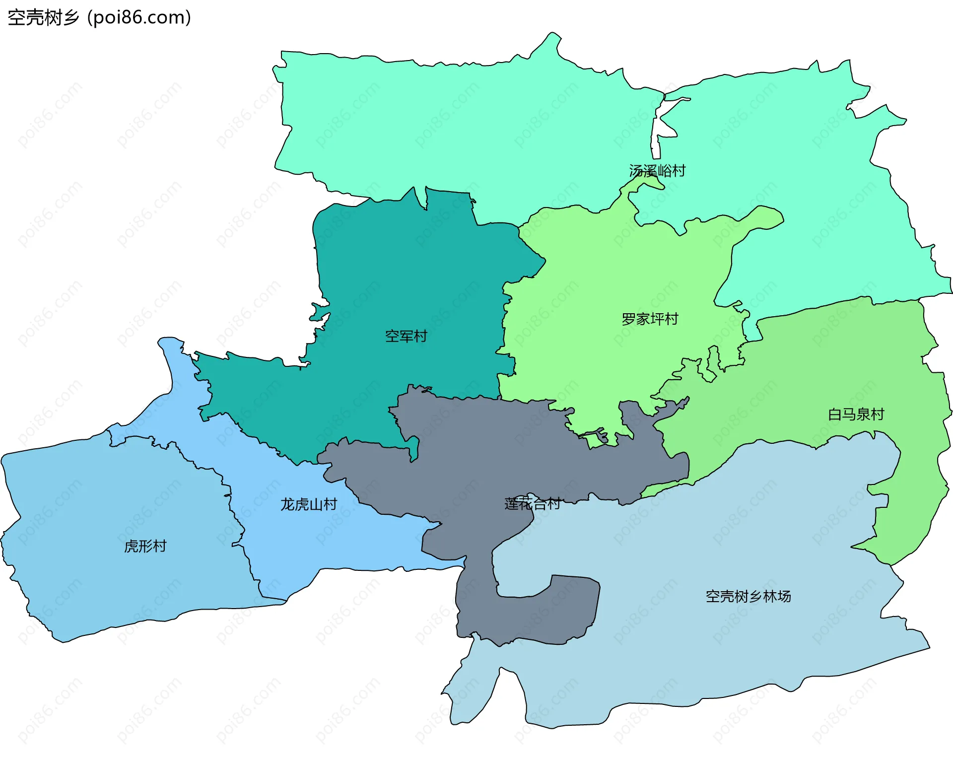 空壳树乡边界地图(五级行政区划)