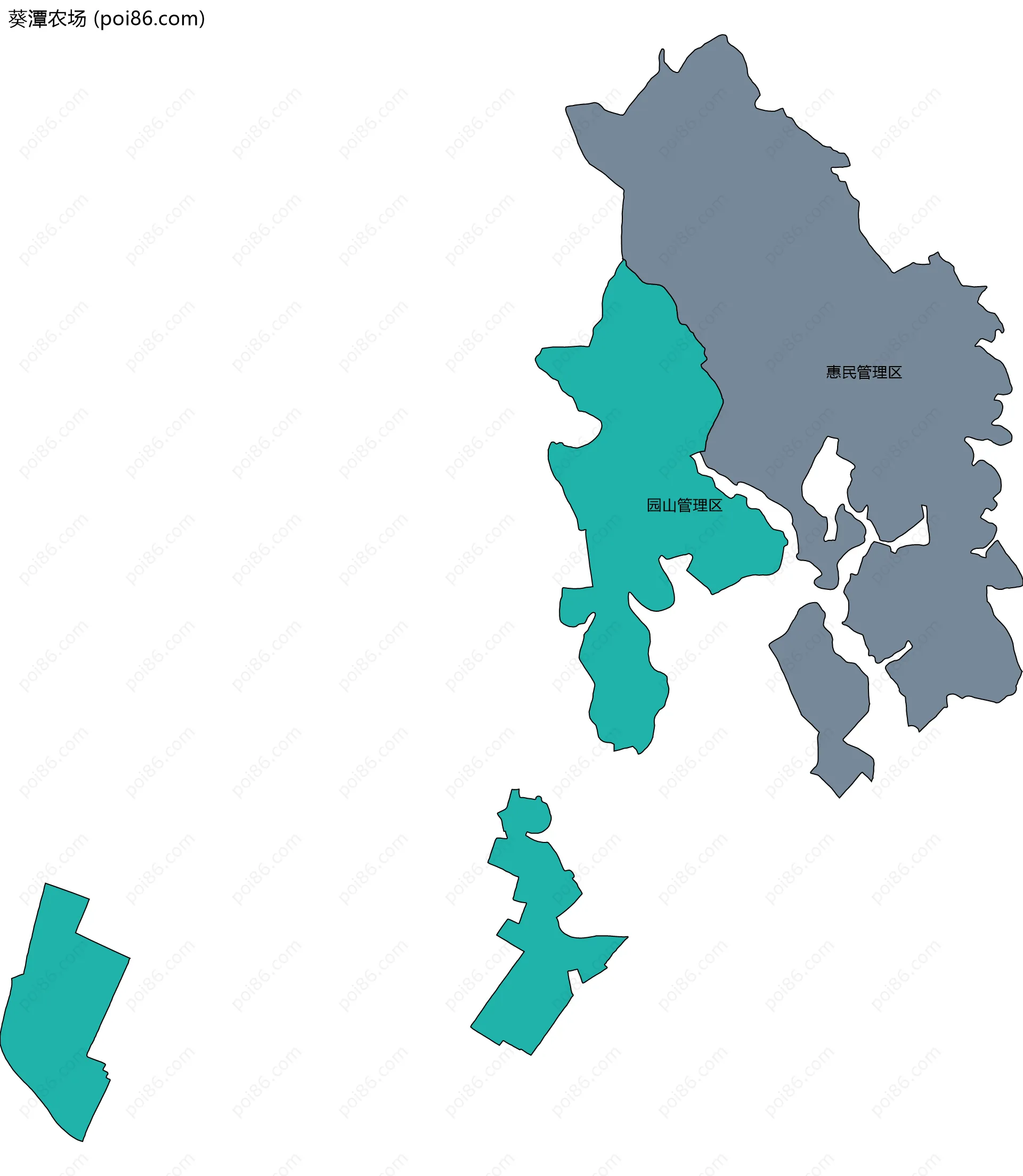 葵潭农场边界地图(五级行政区划)