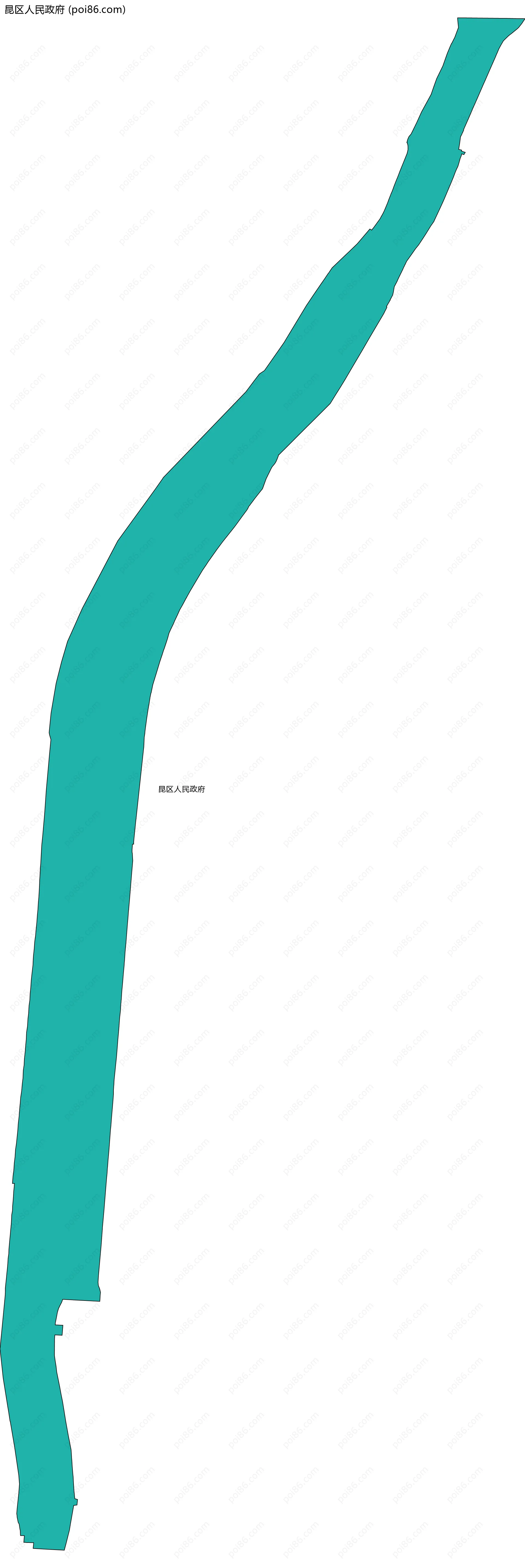 昆区人民政府边界地图(五级行政区划)