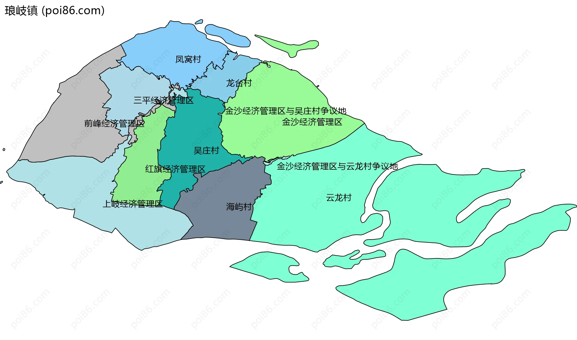 琅岐镇边界地图(五级行政区划)