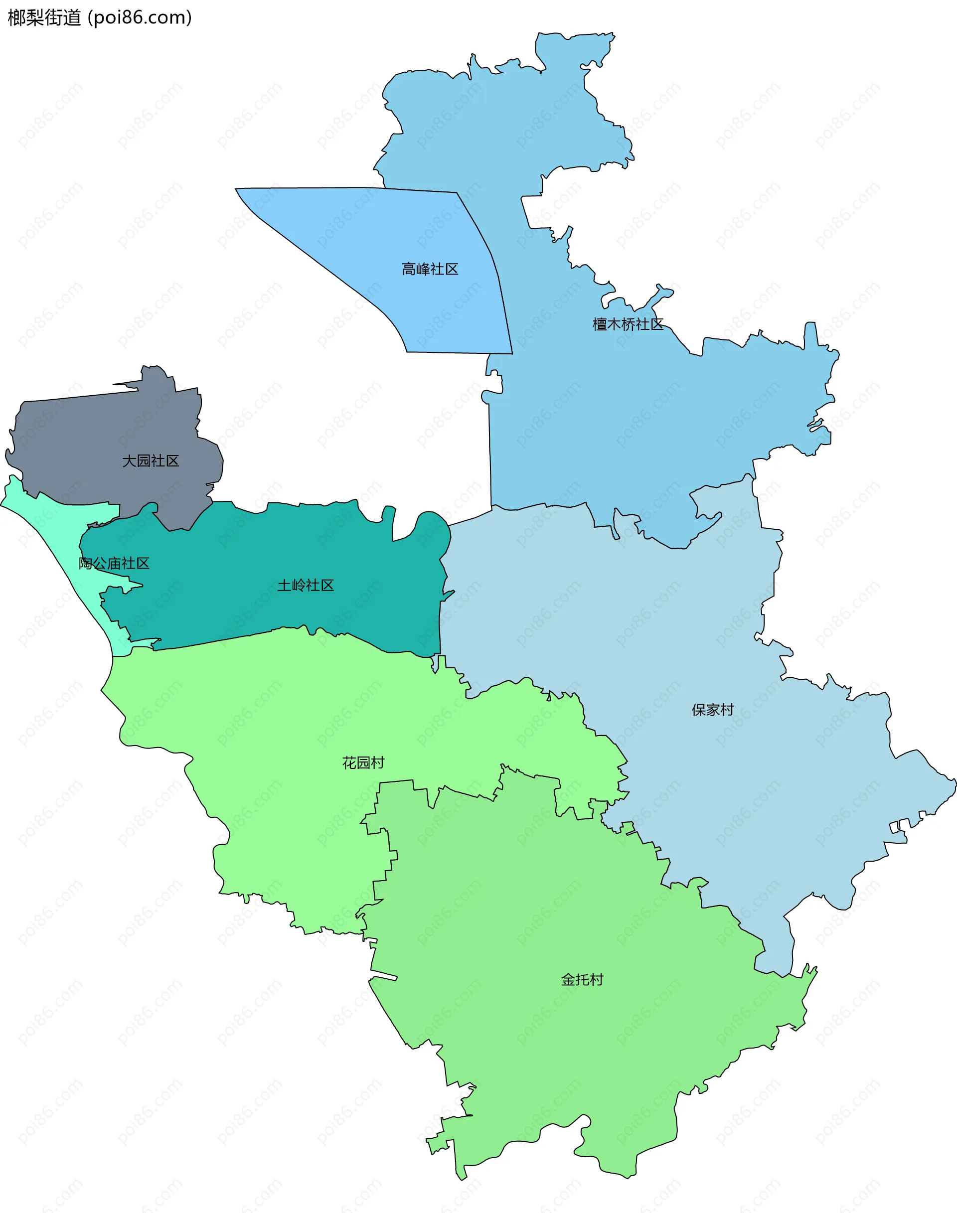 榔梨街道边界地图(五级行政区划)