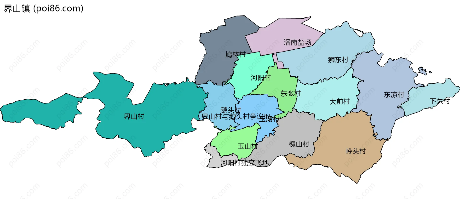 界山镇边界地图(五级行政区划)