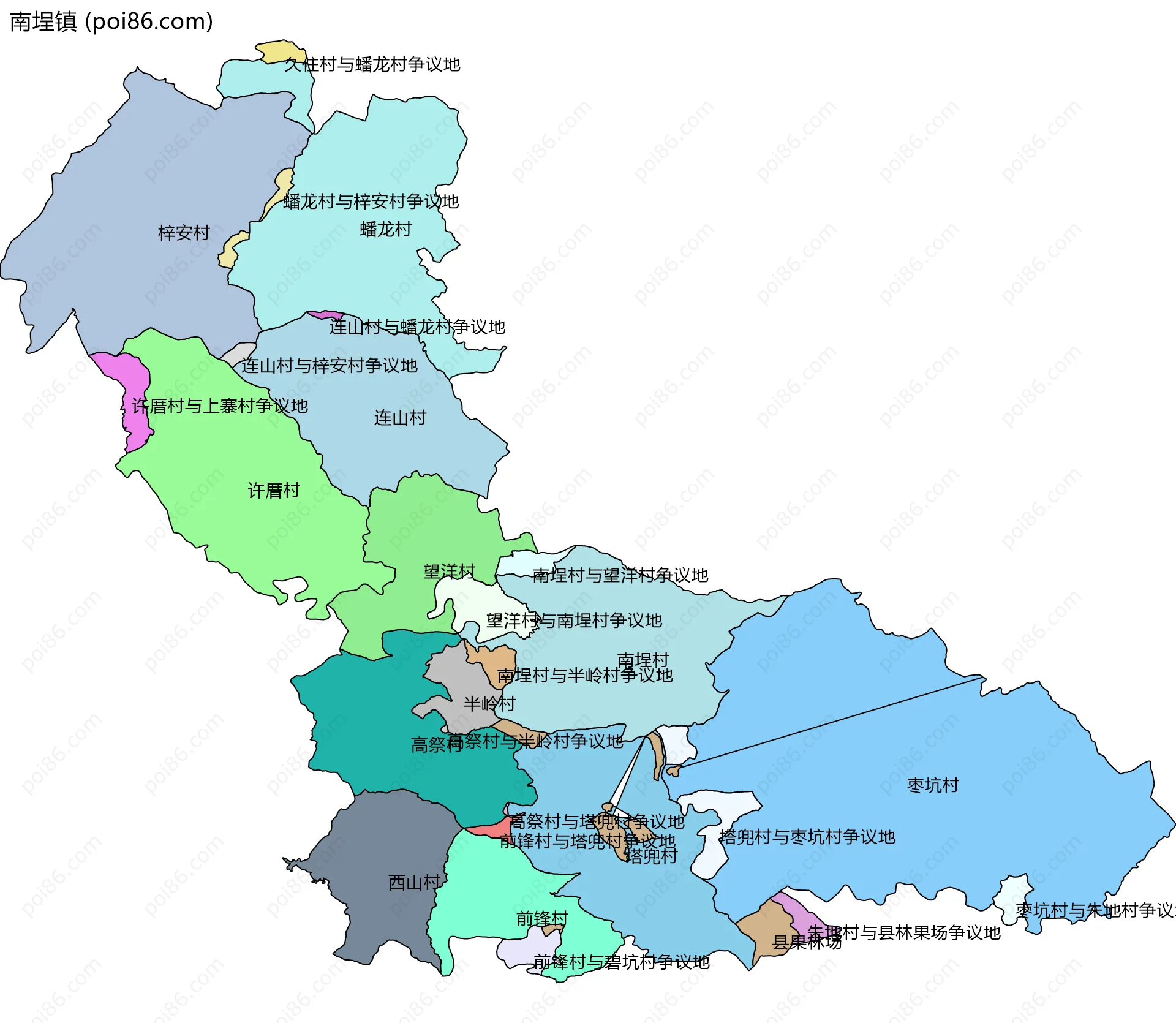 南埕镇边界地图(五级行政区划)