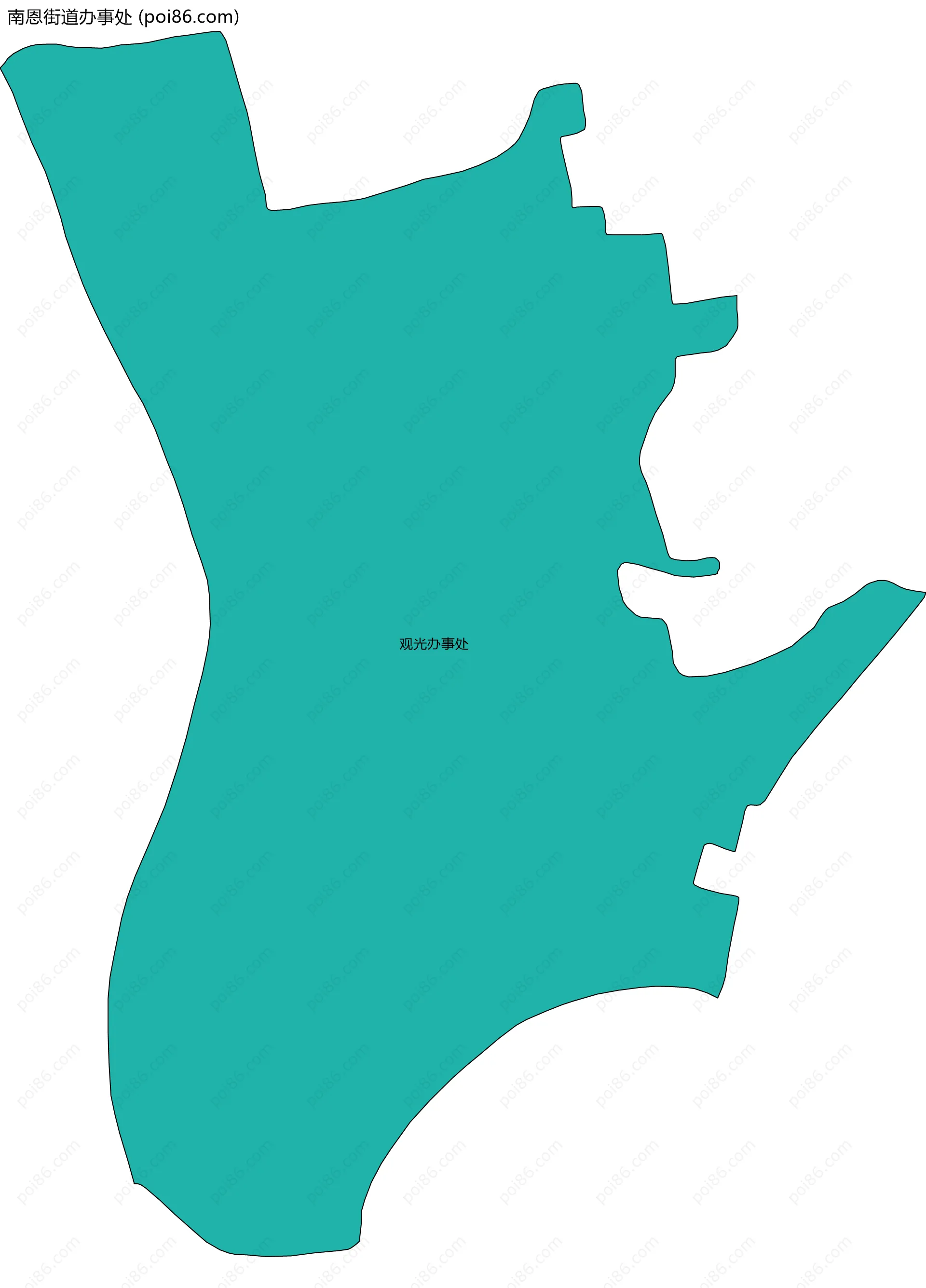 南恩街道办事处边界地图(五级行政区划)