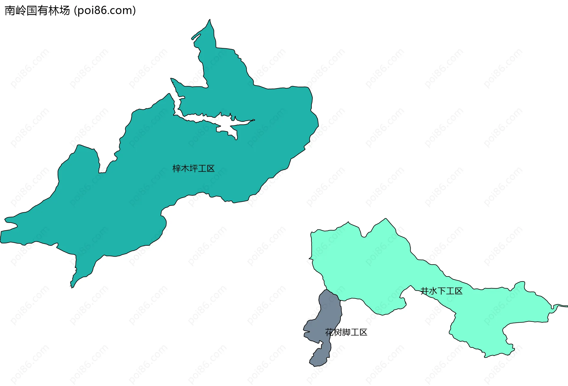 南岭国有林场边界地图(五级行政区划)