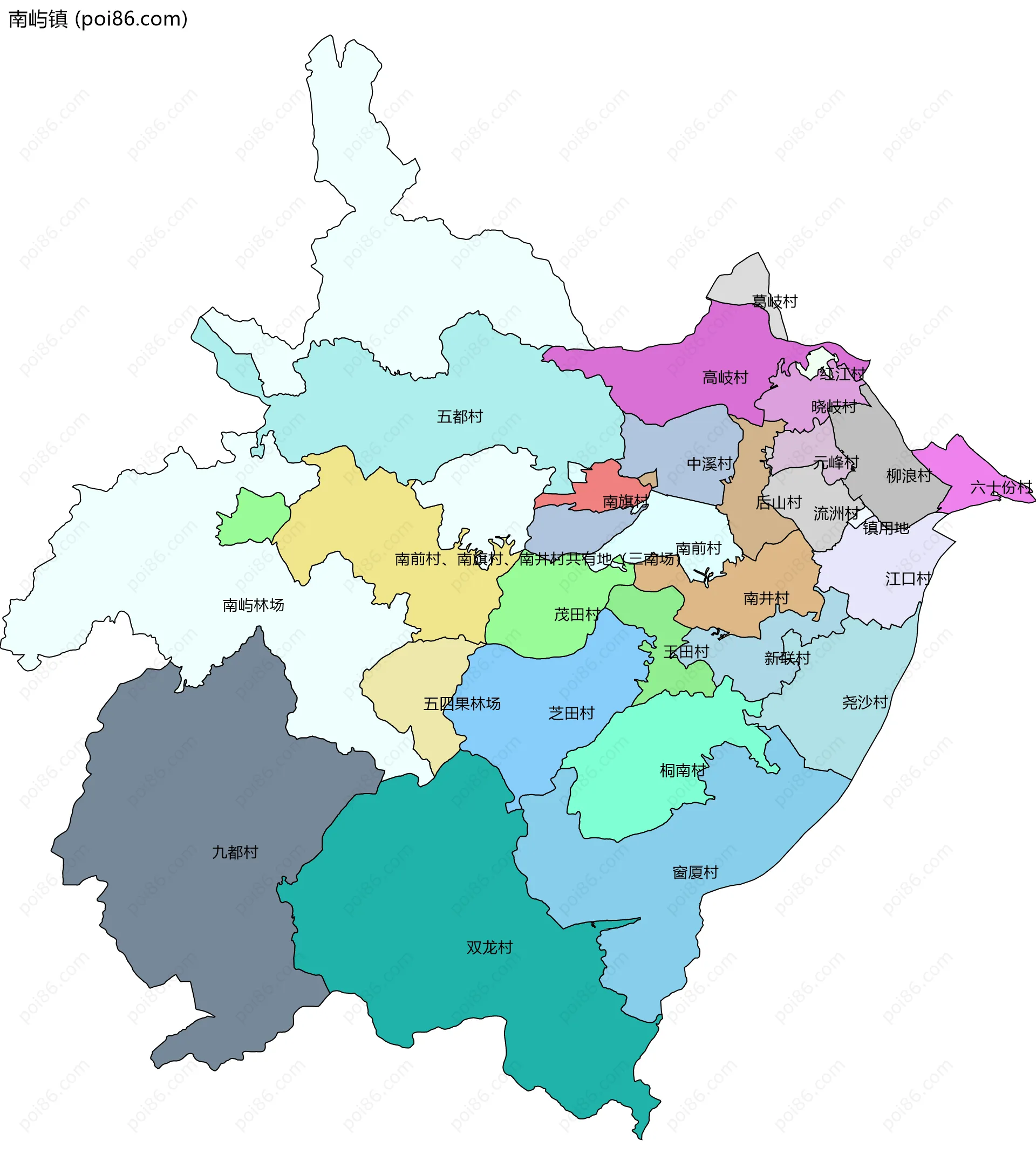 南屿镇边界地图(五级行政区划)