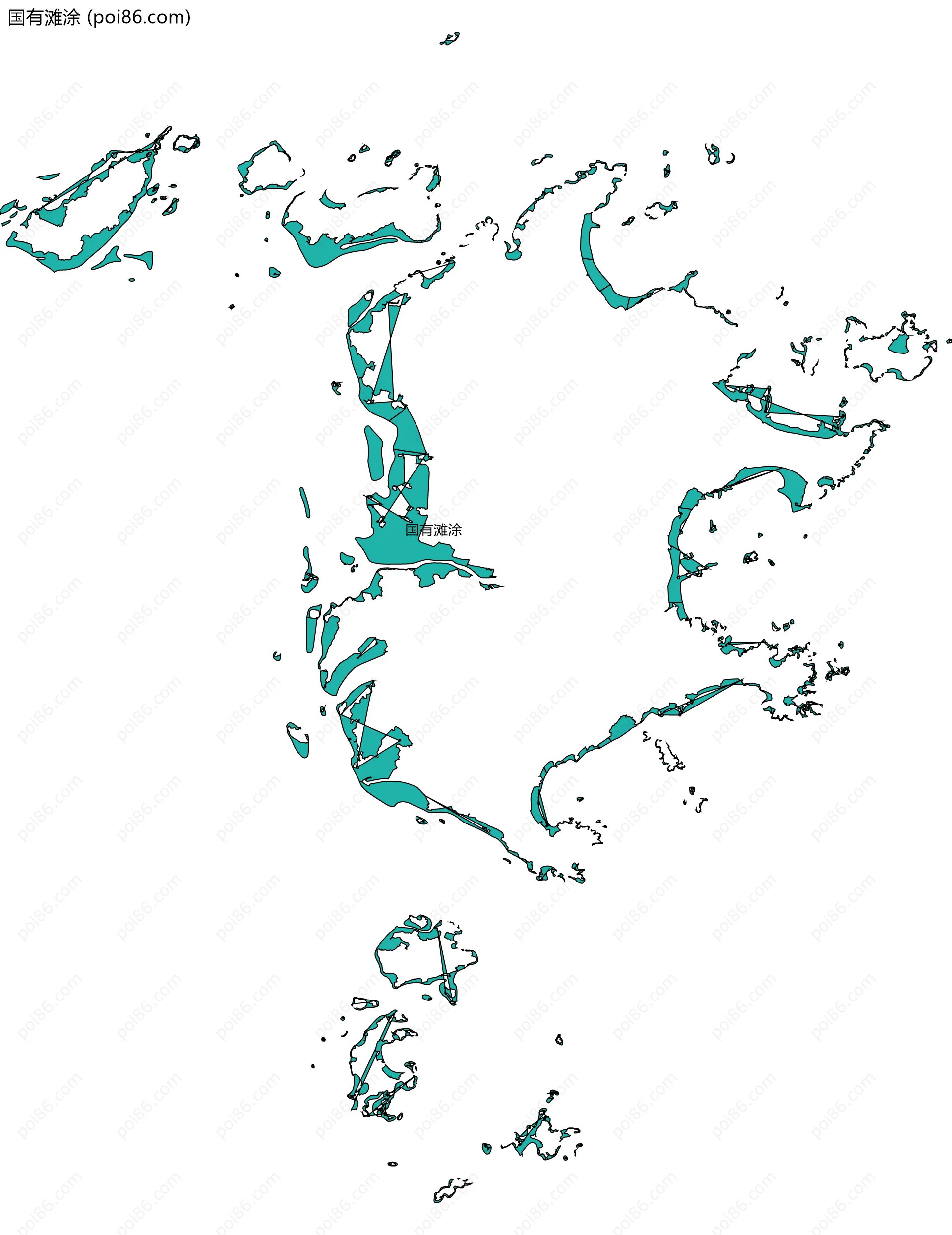 国有滩涂边界地图(五级行政区划)