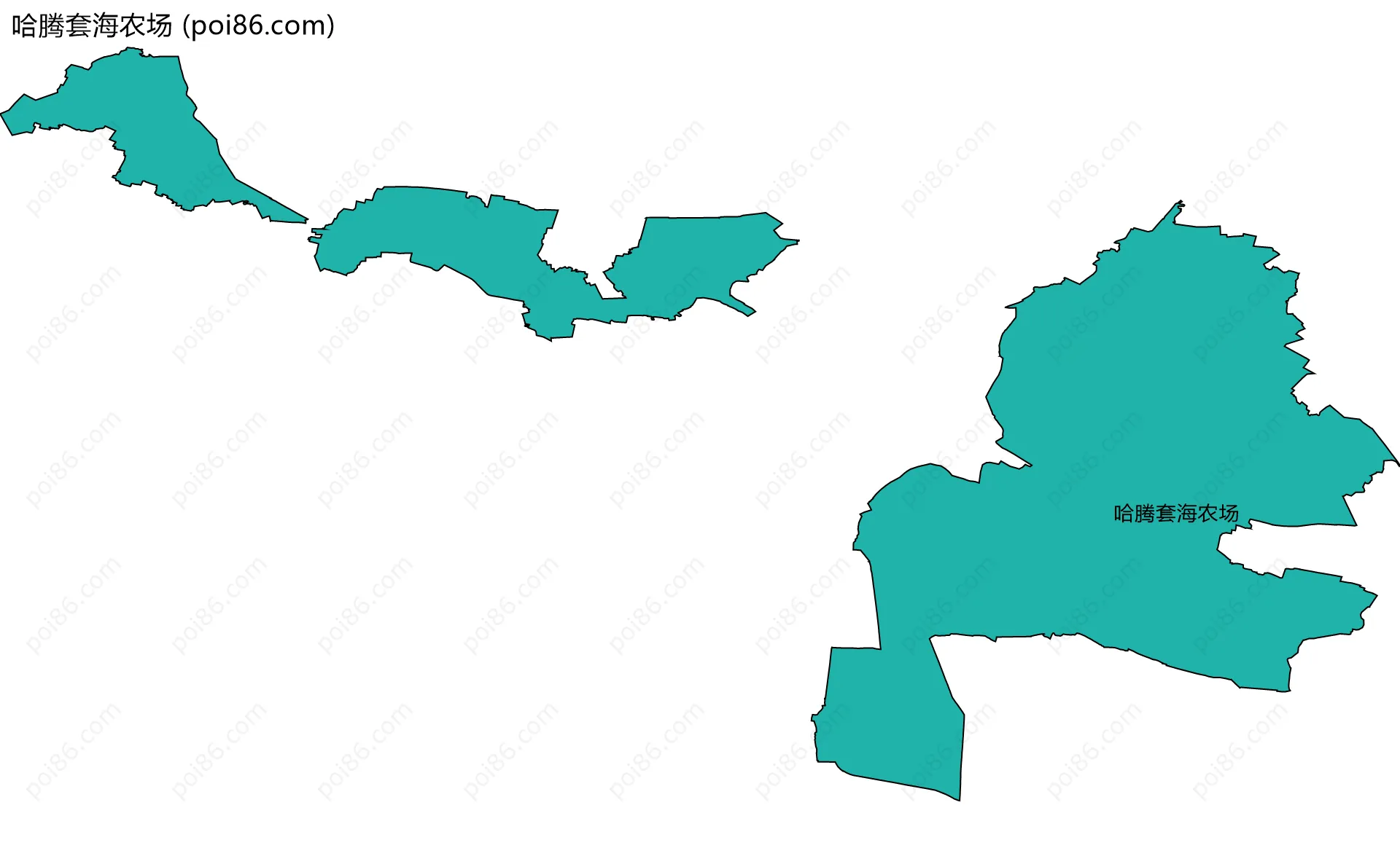 哈腾套海农场边界地图(五级行政区划)