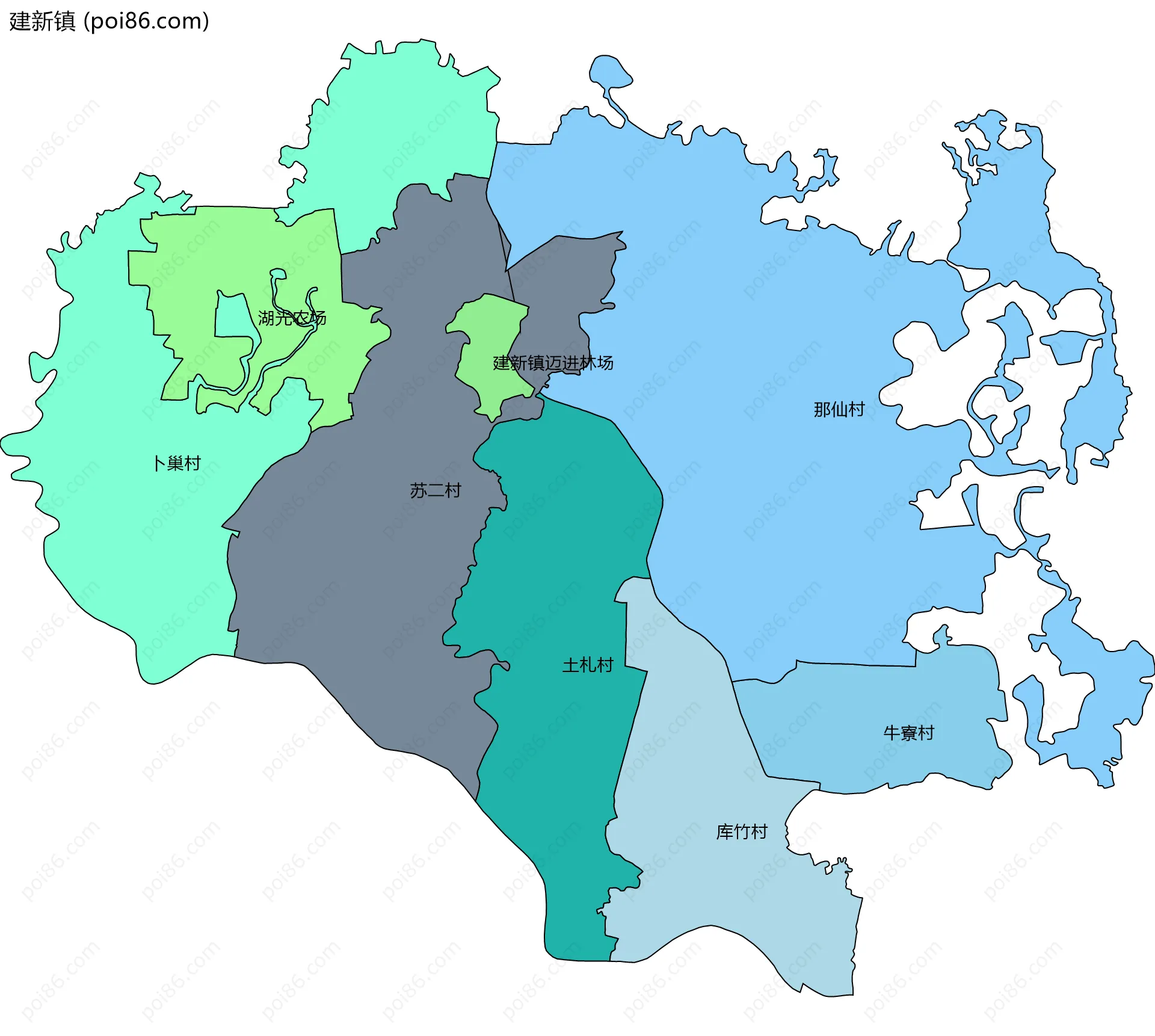 建新镇边界地图(五级行政区划)