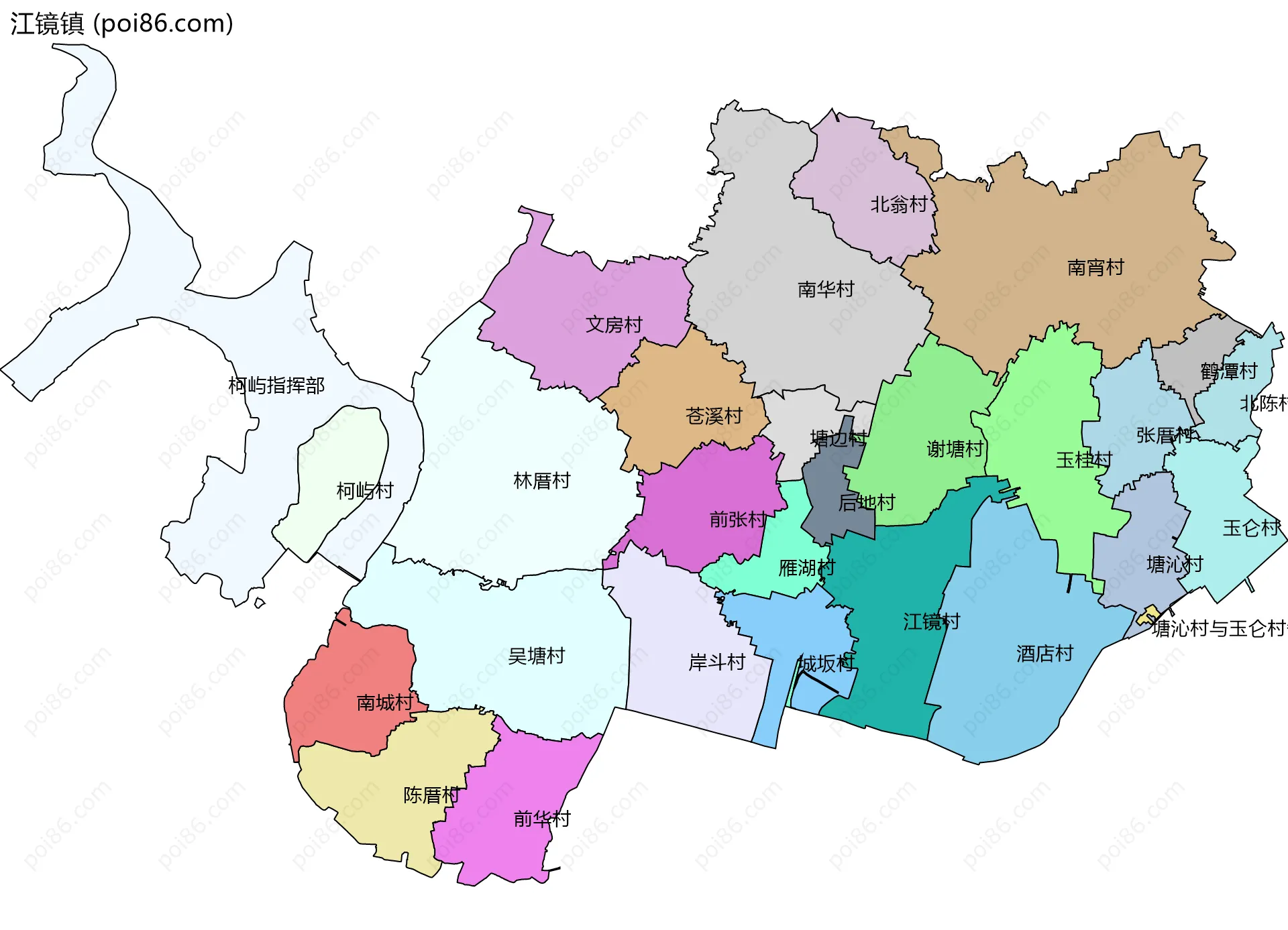 江镜镇边界地图(五级行政区划)