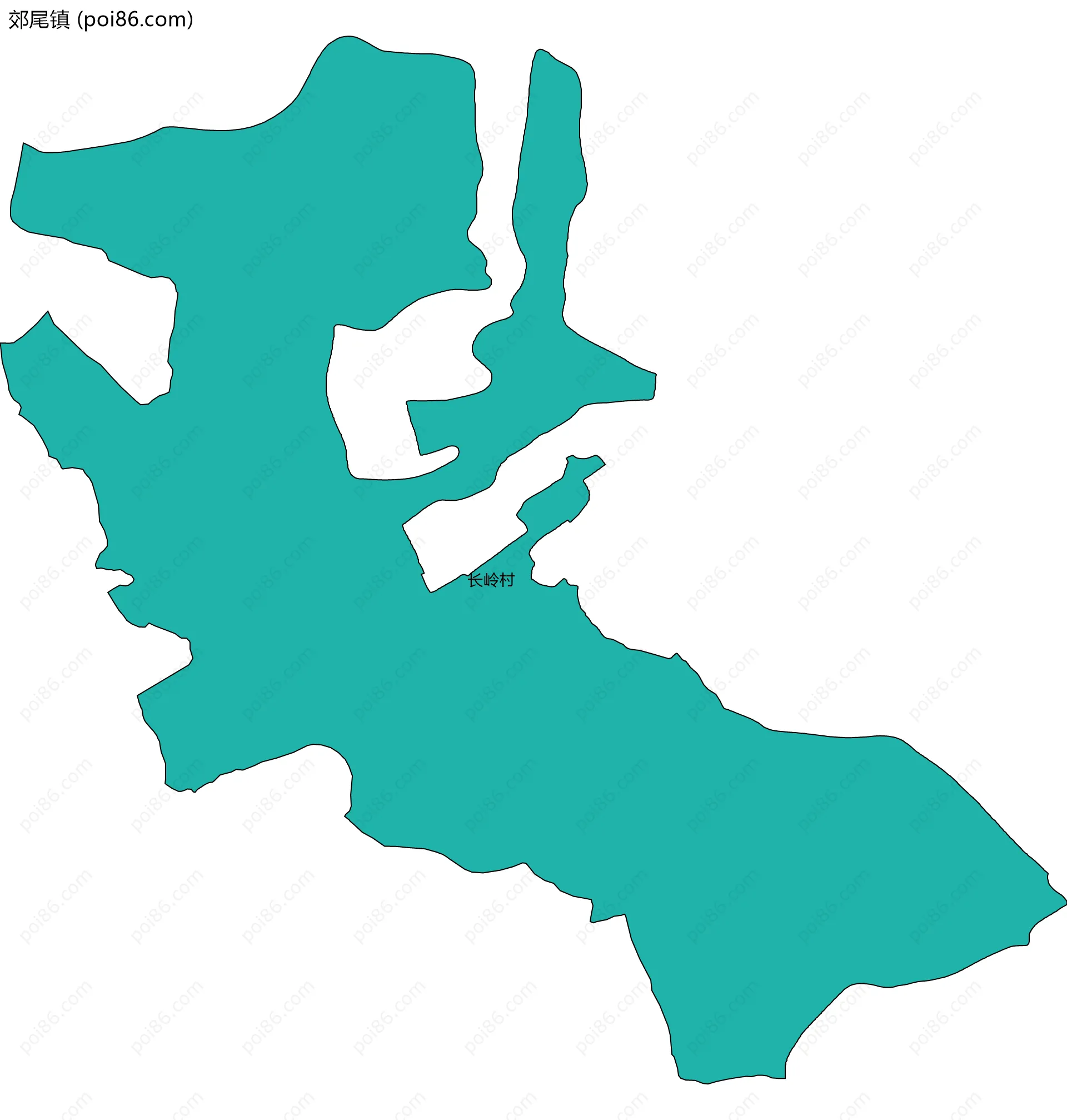 郊尾镇边界地图(五级行政区划)