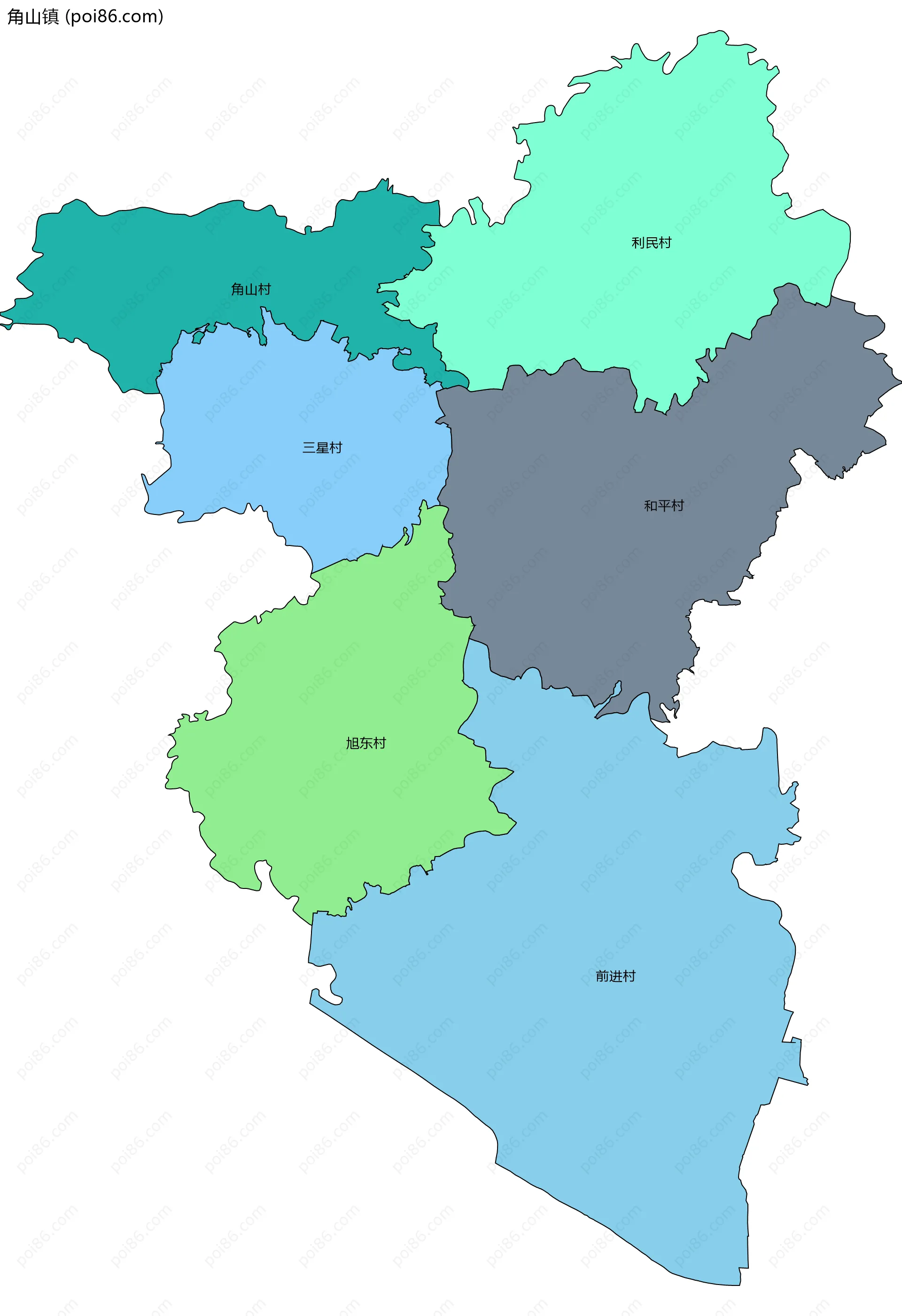 角山镇边界地图(五级行政区划)