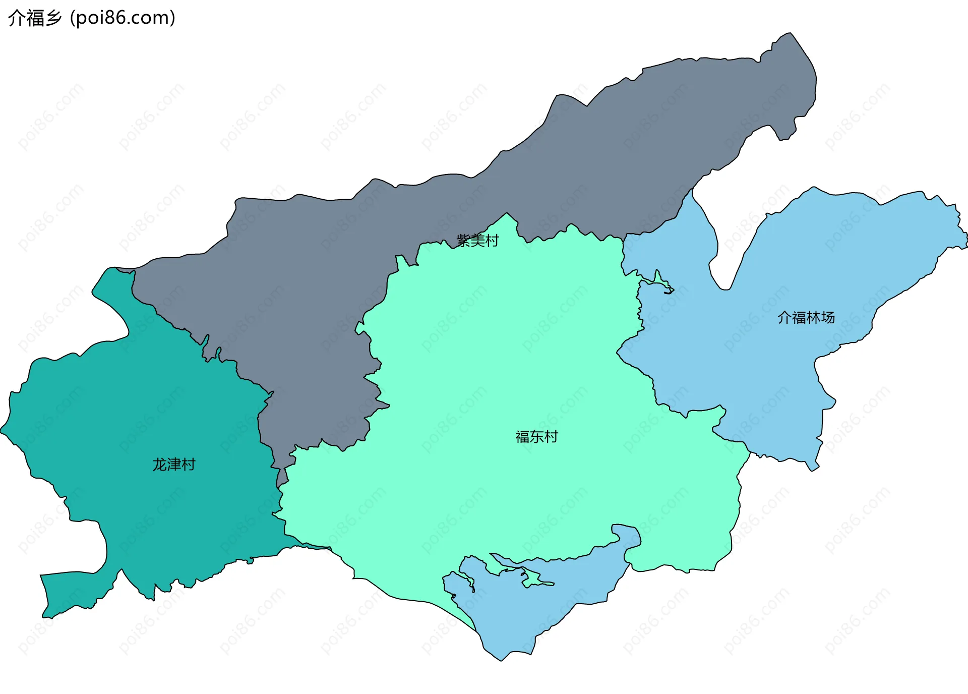 介福乡边界地图(五级行政区划)