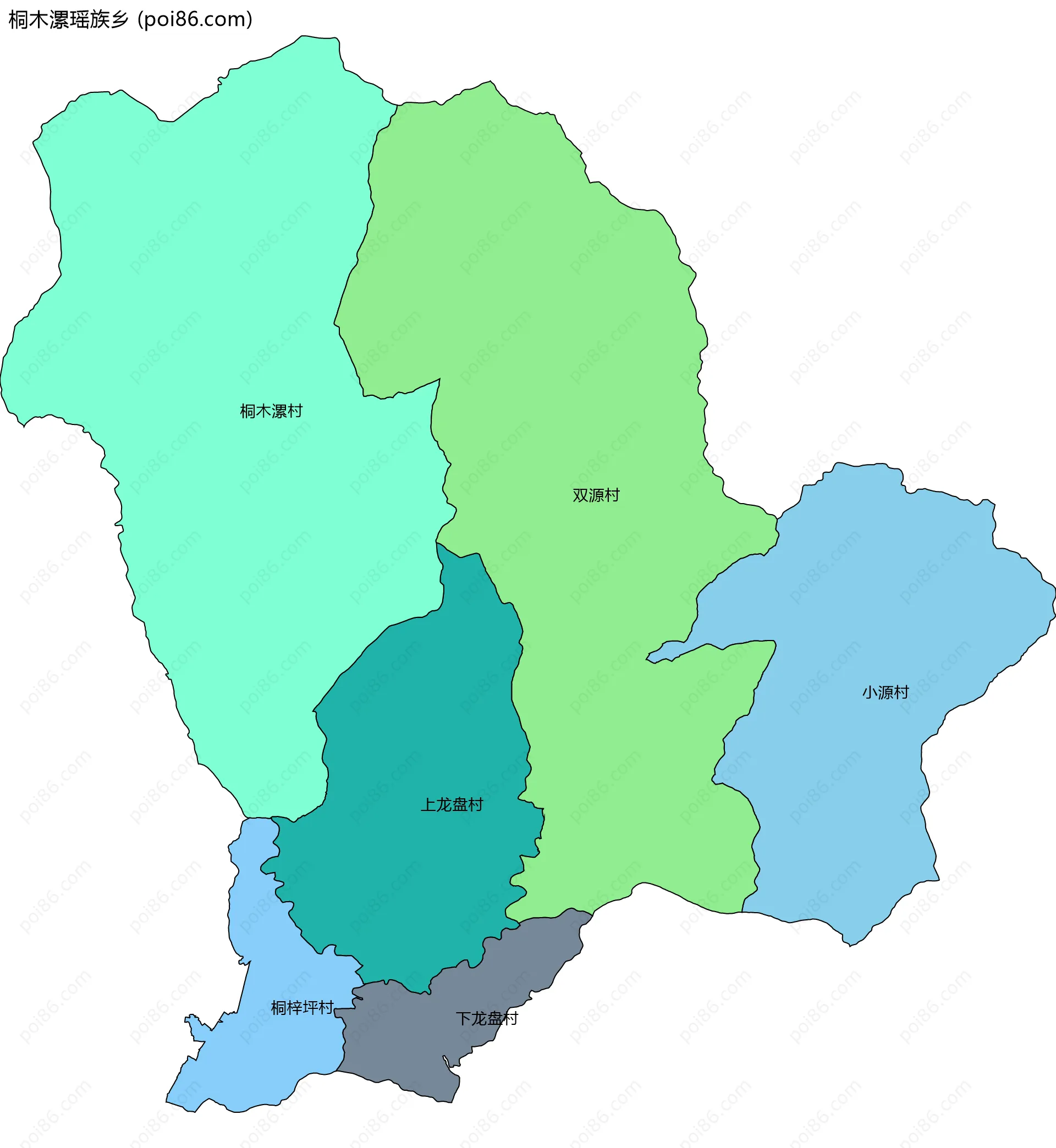 桐木漯瑶族乡边界地图(五级行政区划)