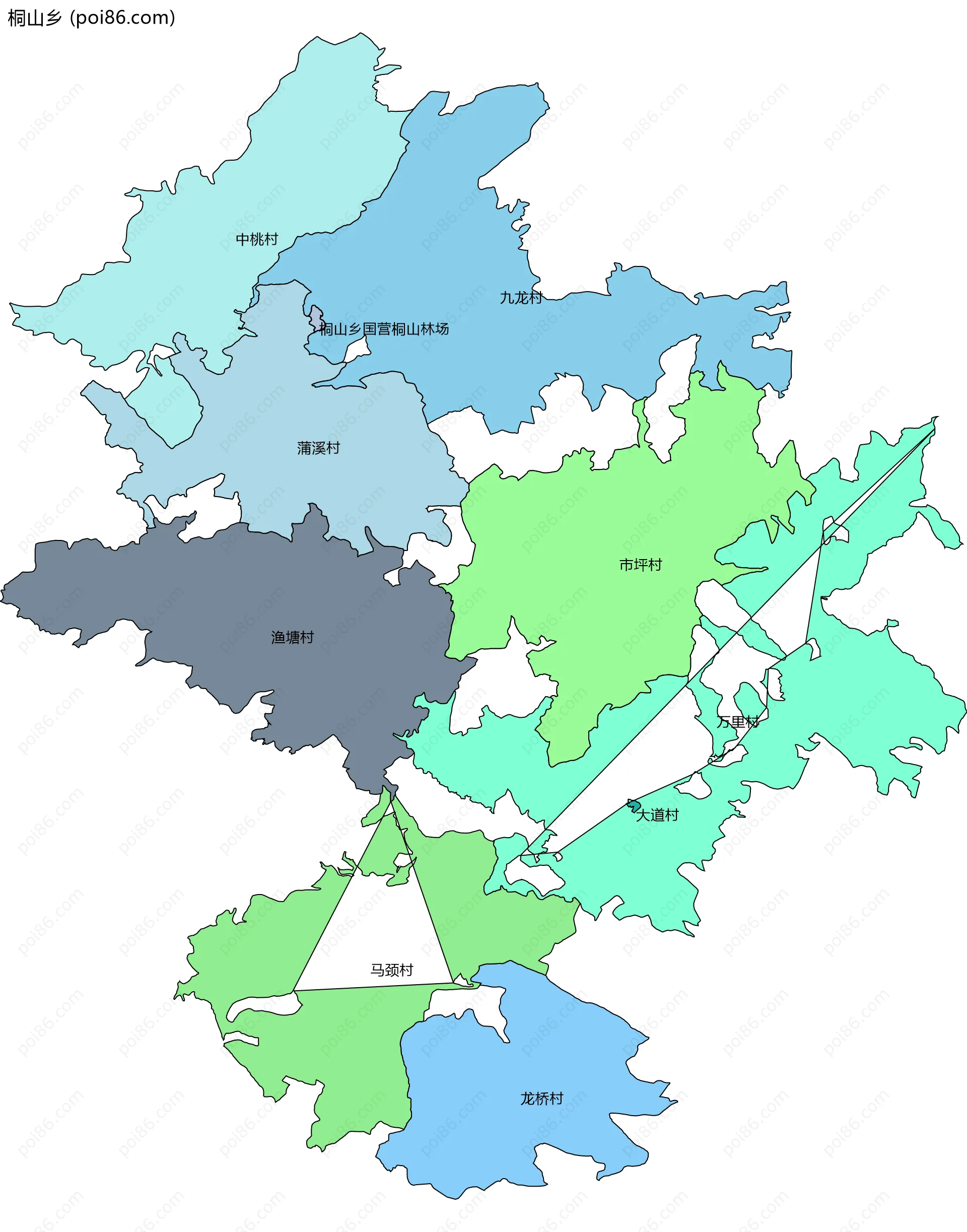 桐山乡边界地图(五级行政区划)