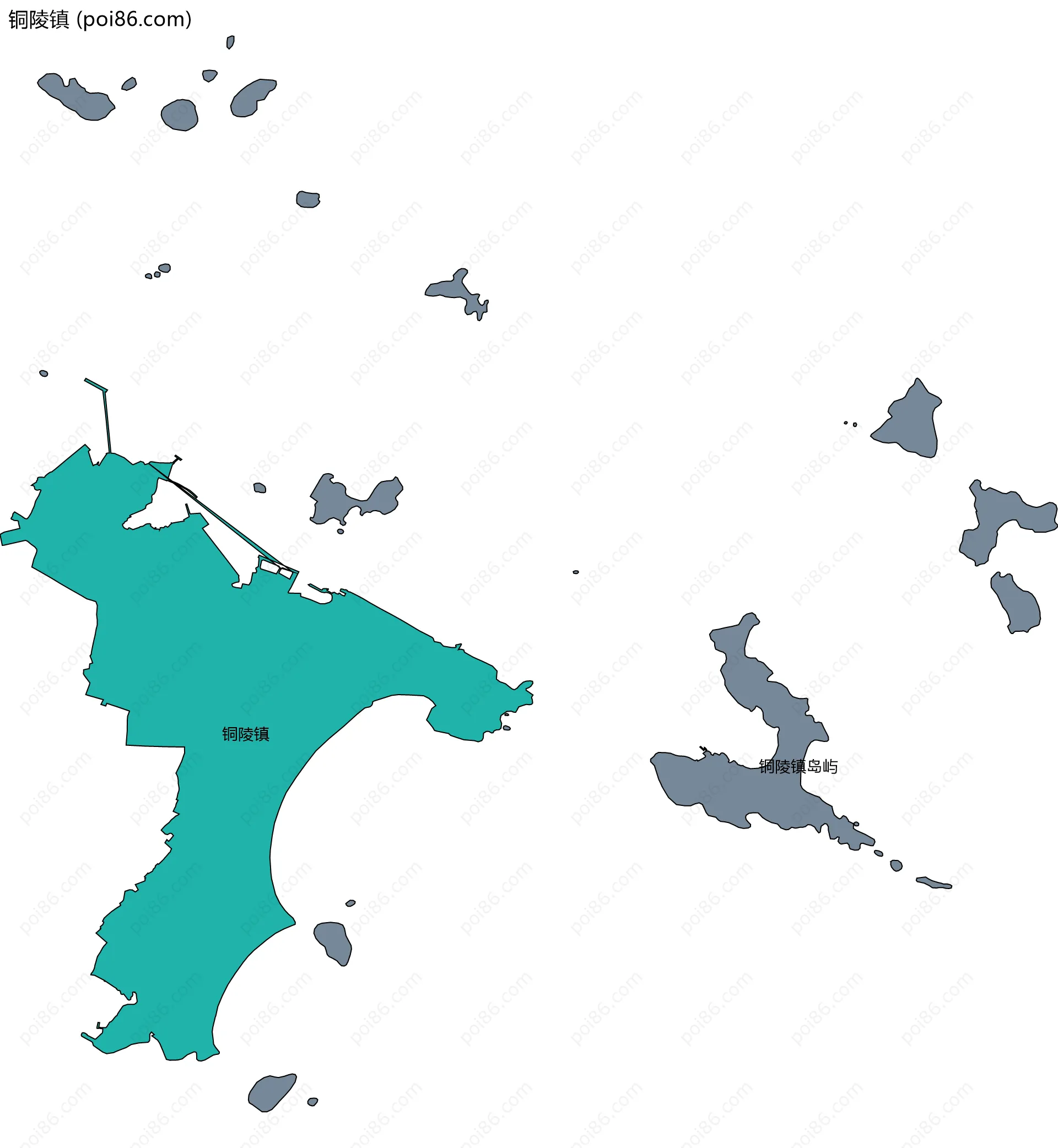 铜陵镇边界地图(五级行政区划)