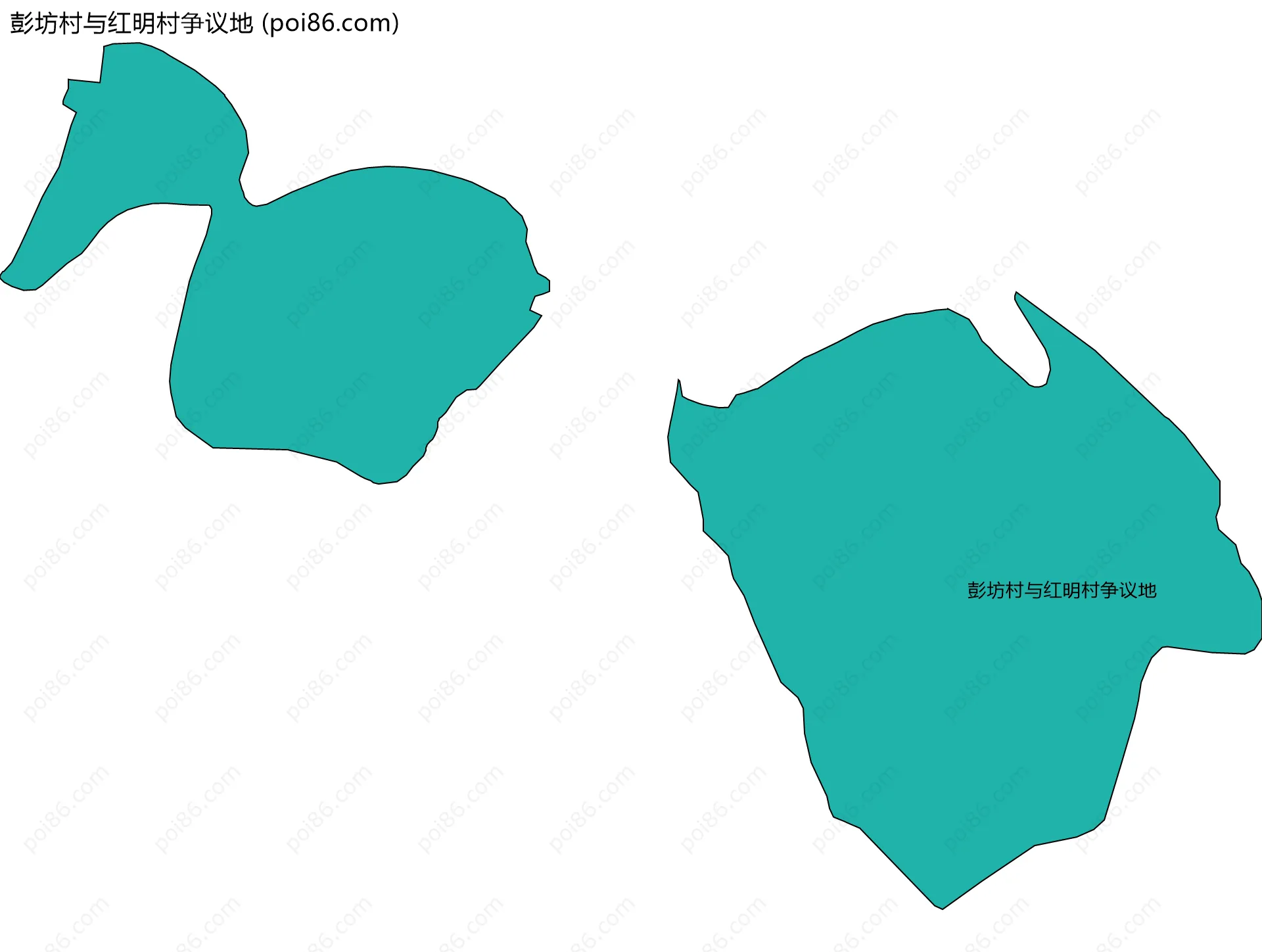 彭坊村与红明村争议地边界地图