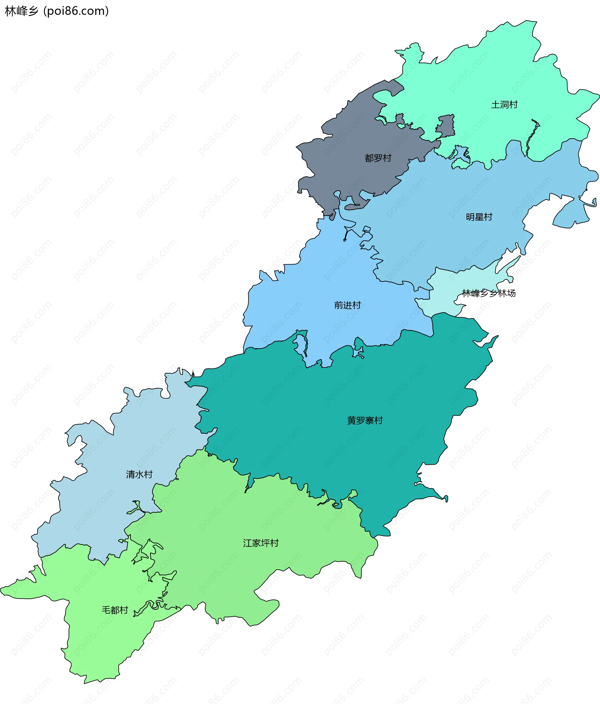 林峰乡边界地图(五级行政区划)