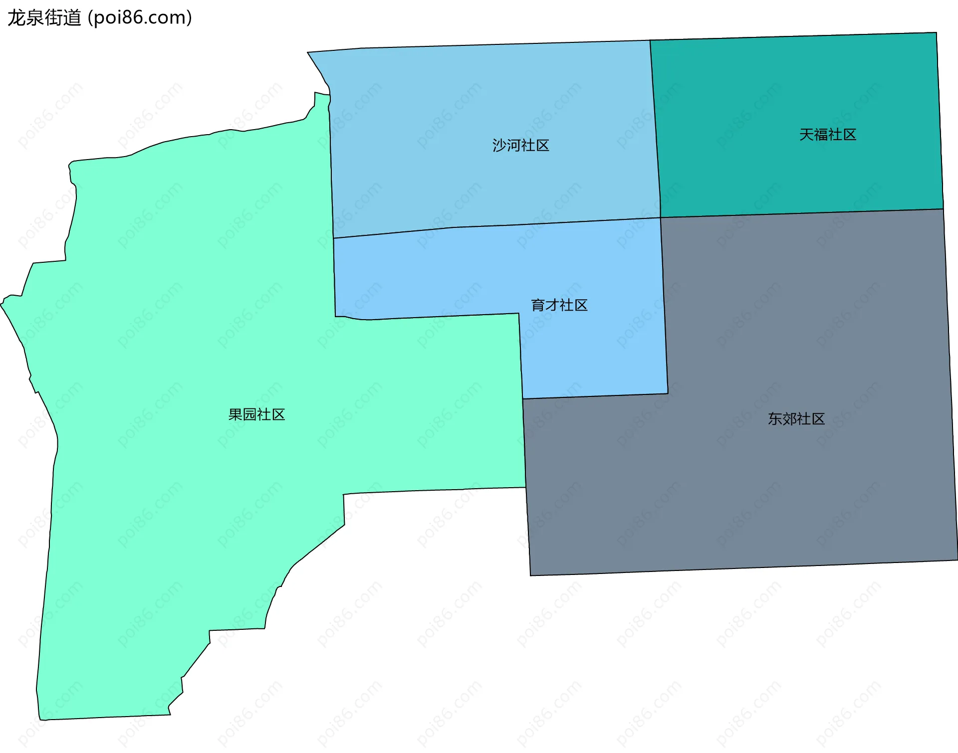 龙泉街道边界地图(五级行政区划)