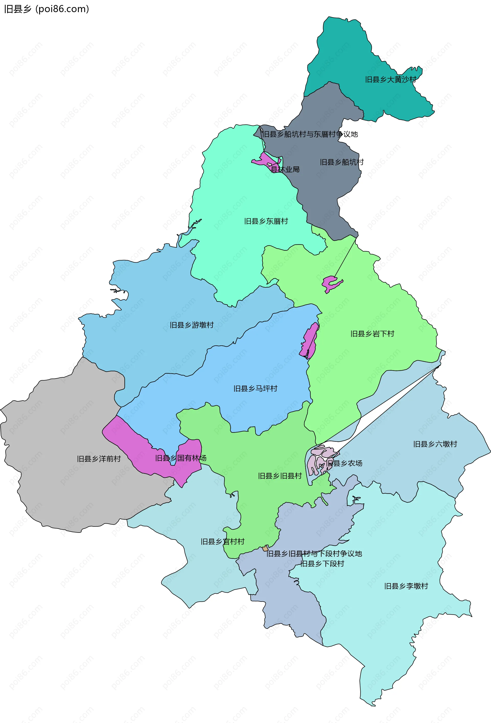 旧县乡边界地图(五级行政区划)