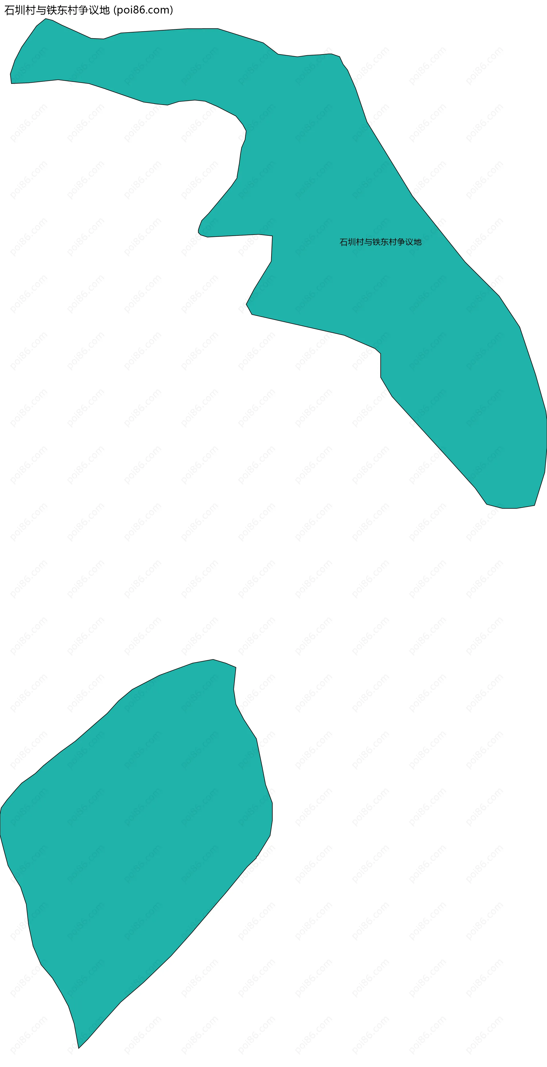 石圳村与铁东村争议地边界地图