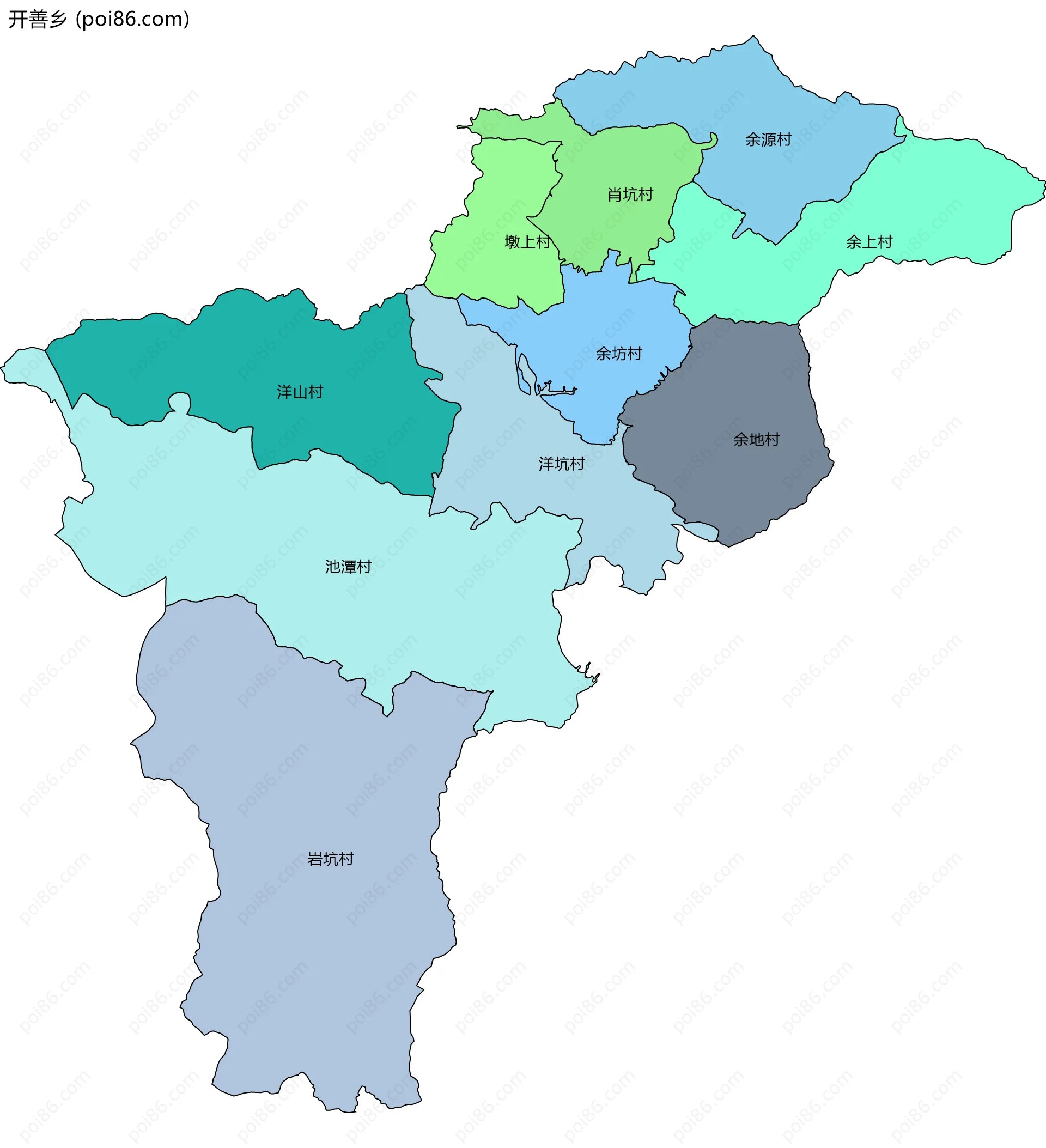 开善乡边界地图(五级行政区划)