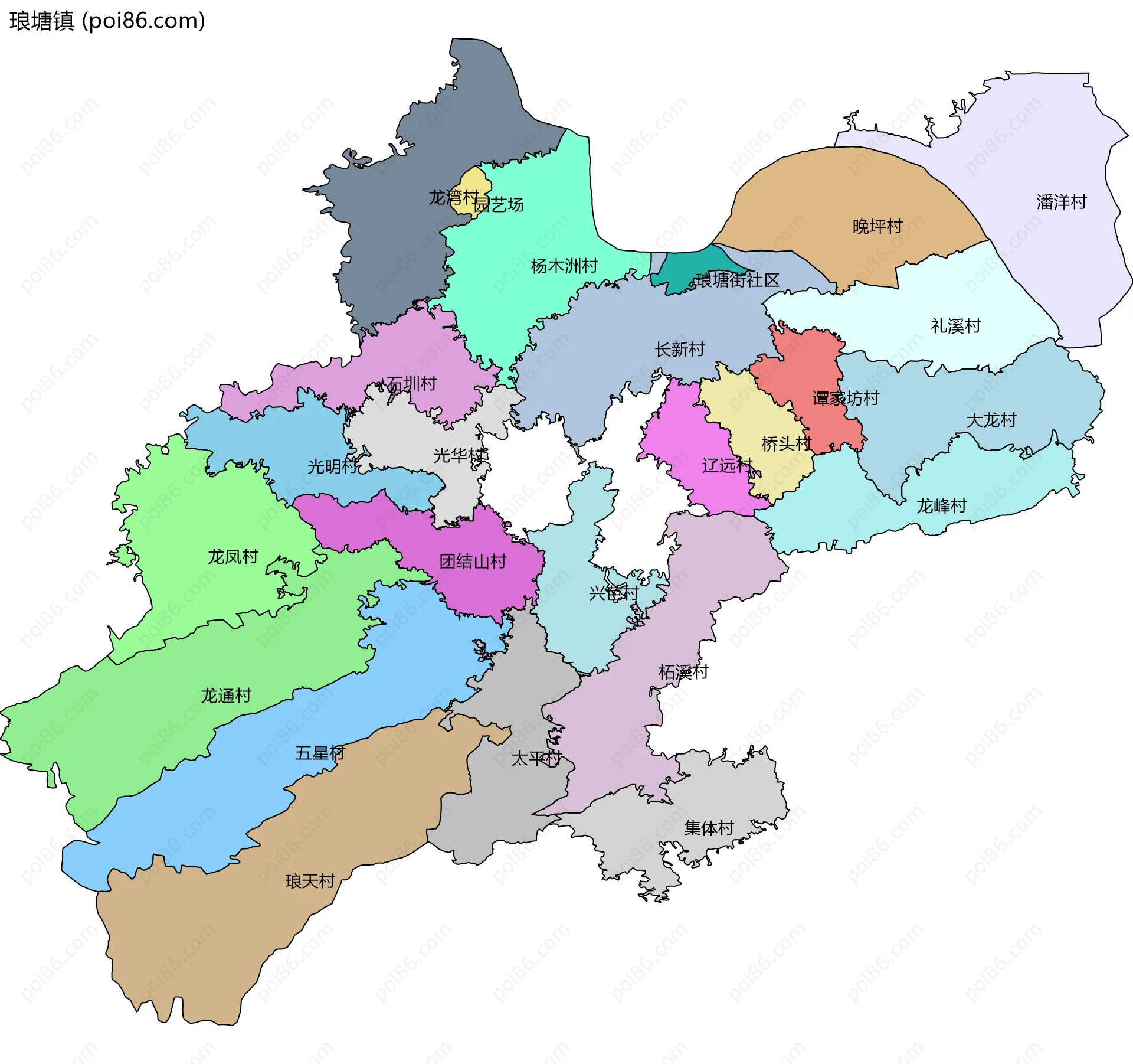 琅塘镇边界地图(五级行政区划)