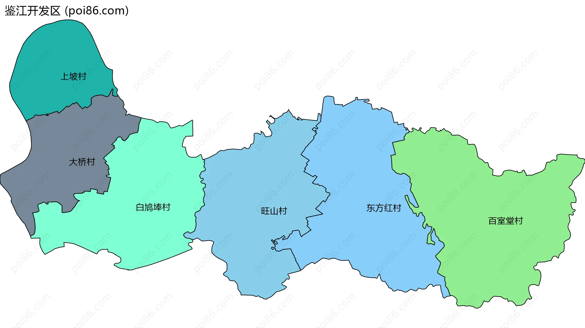 鉴江开发区边界地图(五级行政区划)