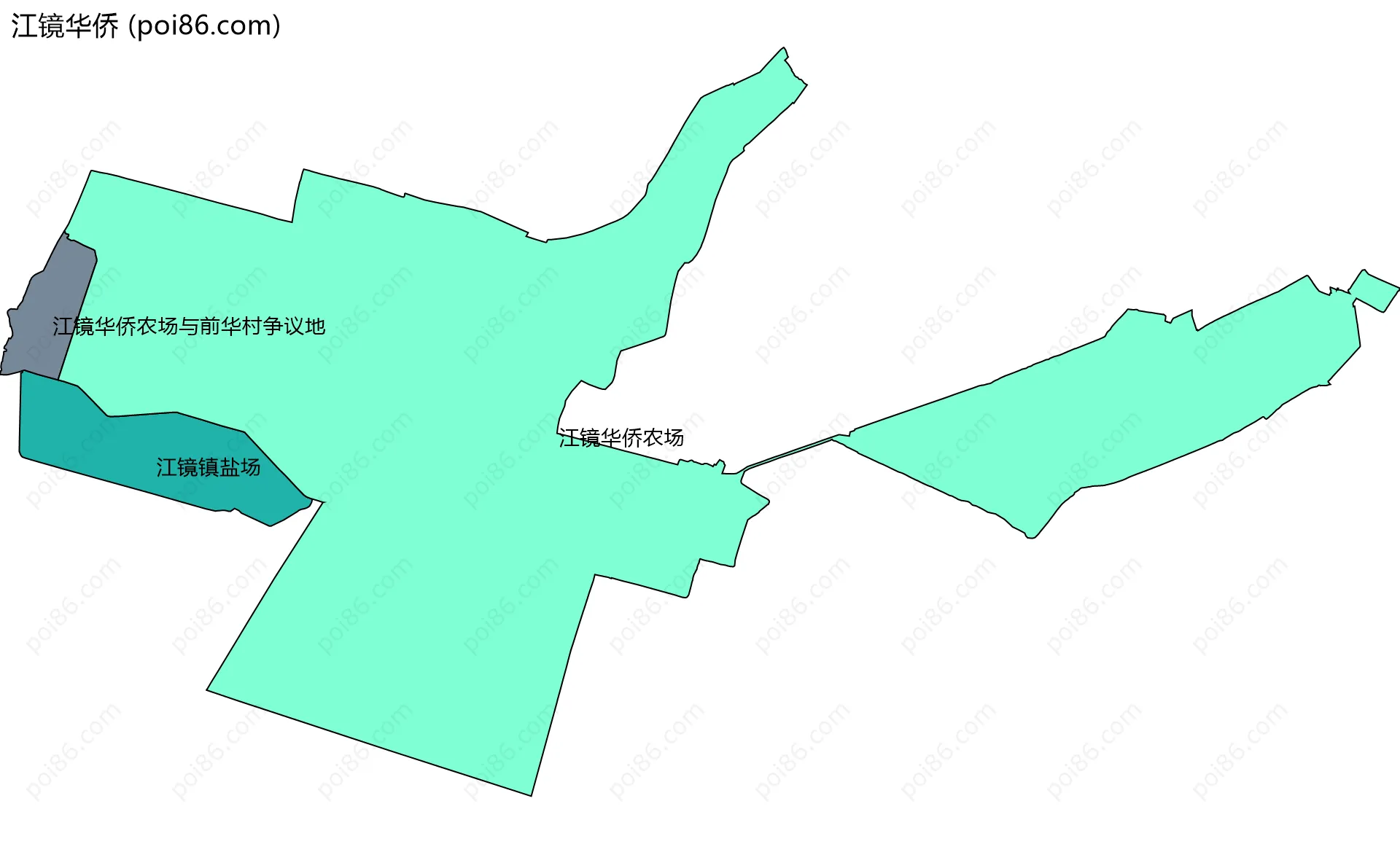 江镜华侨边界地图(五级行政区划)