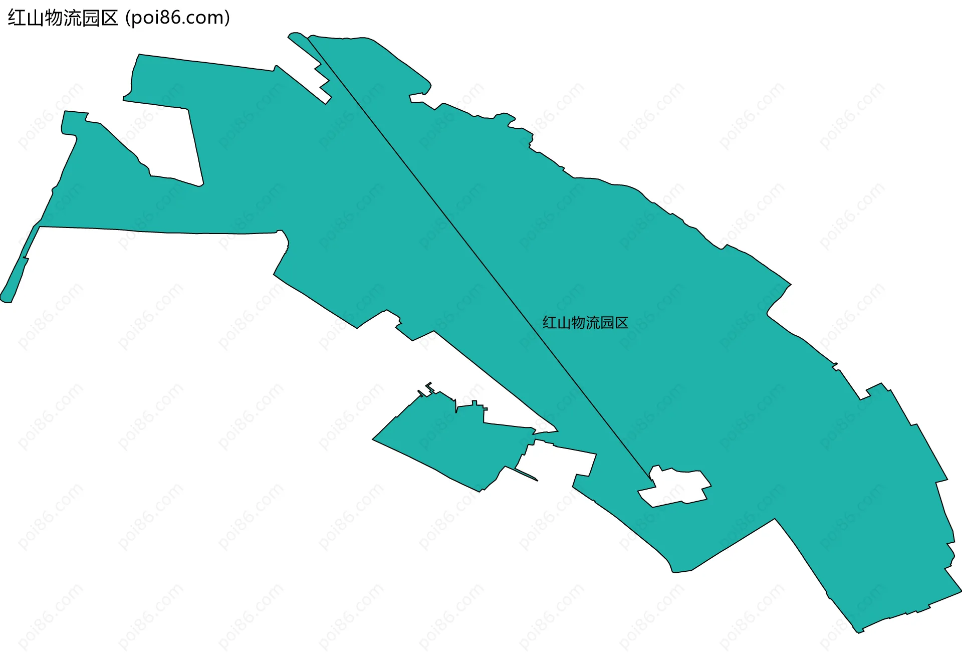 红山物流园区边界地图(五级行政区划)