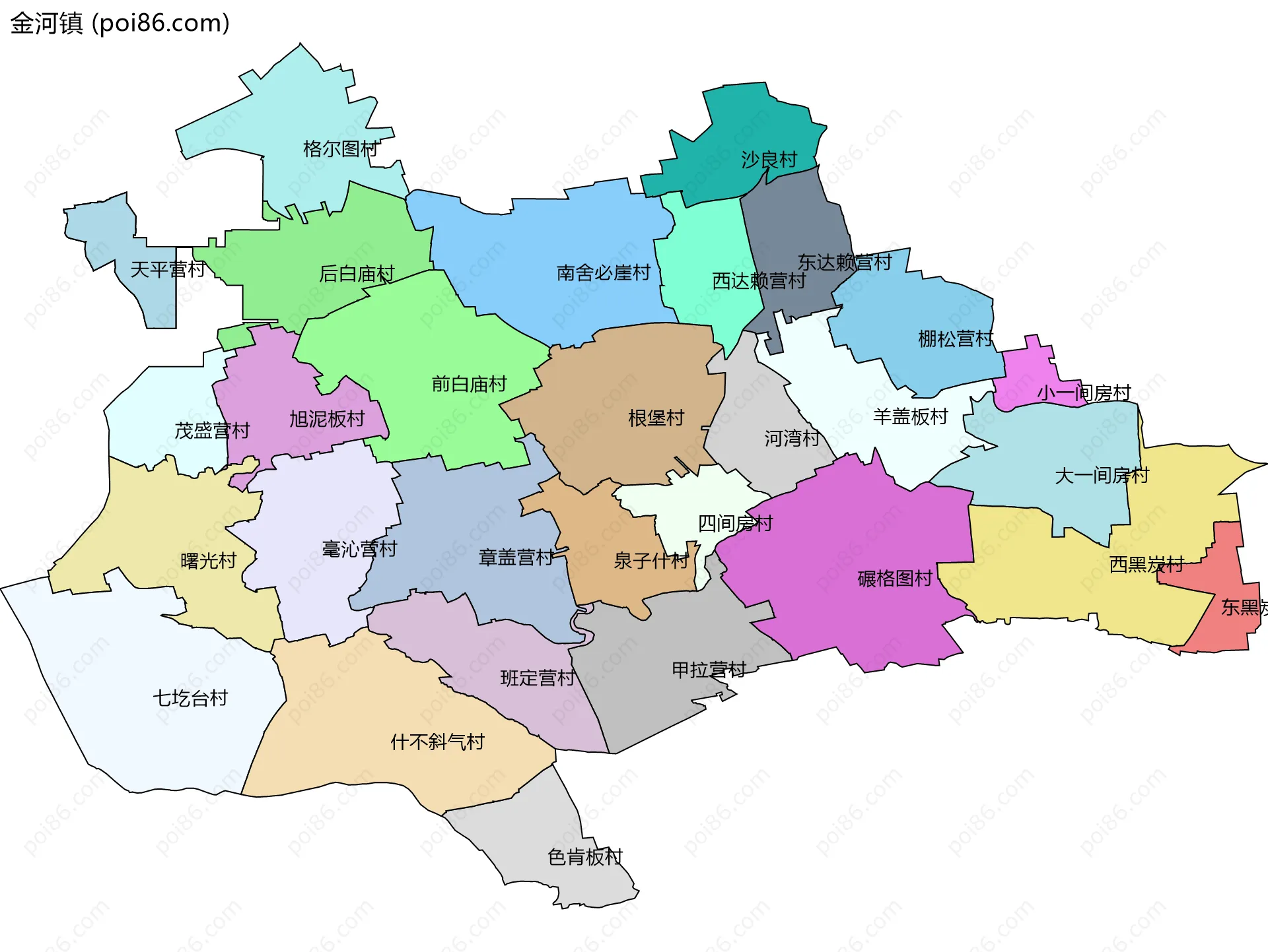 金河镇边界地图(五级行政区划)