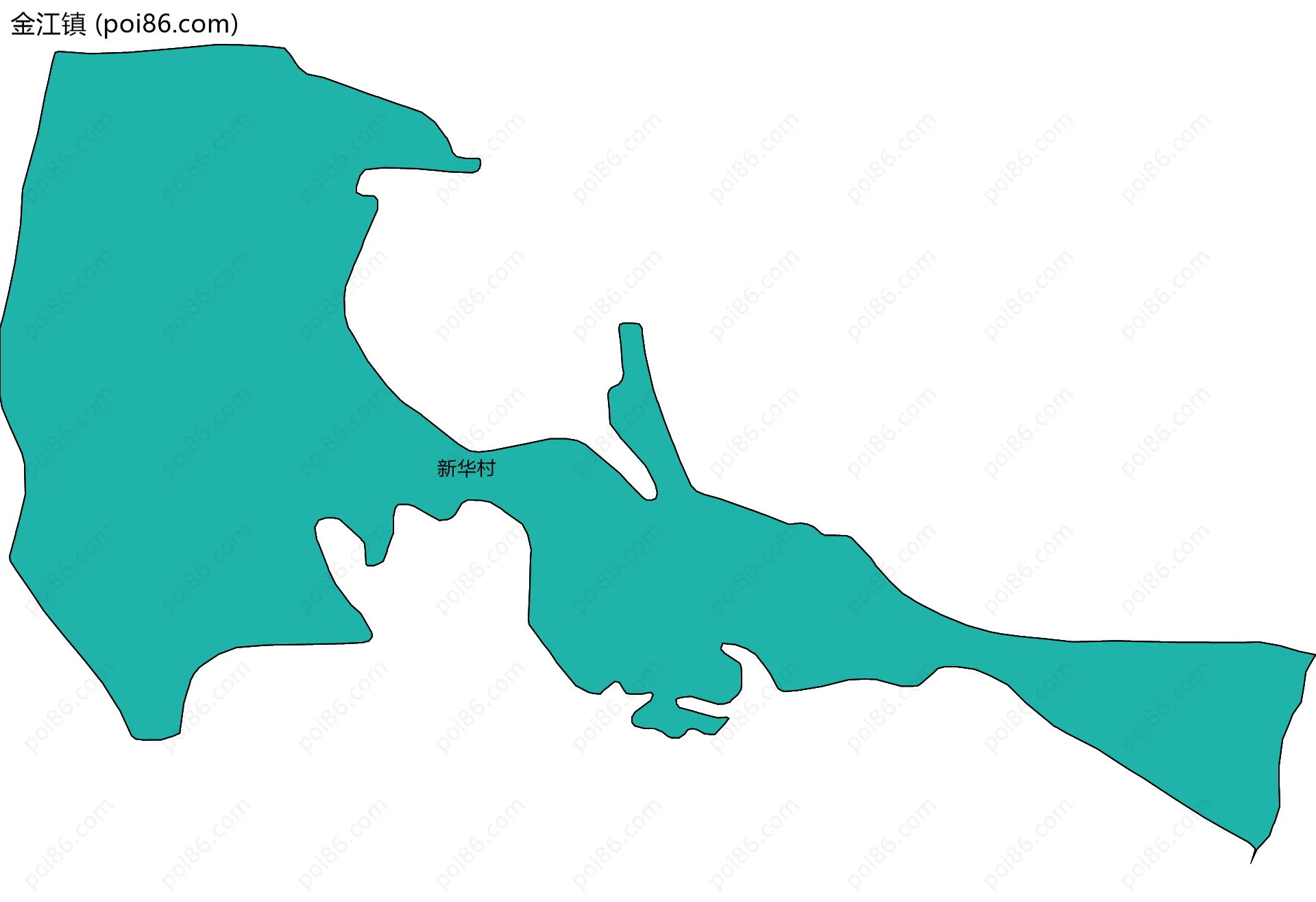 金江镇边界地图(五级行政区划)