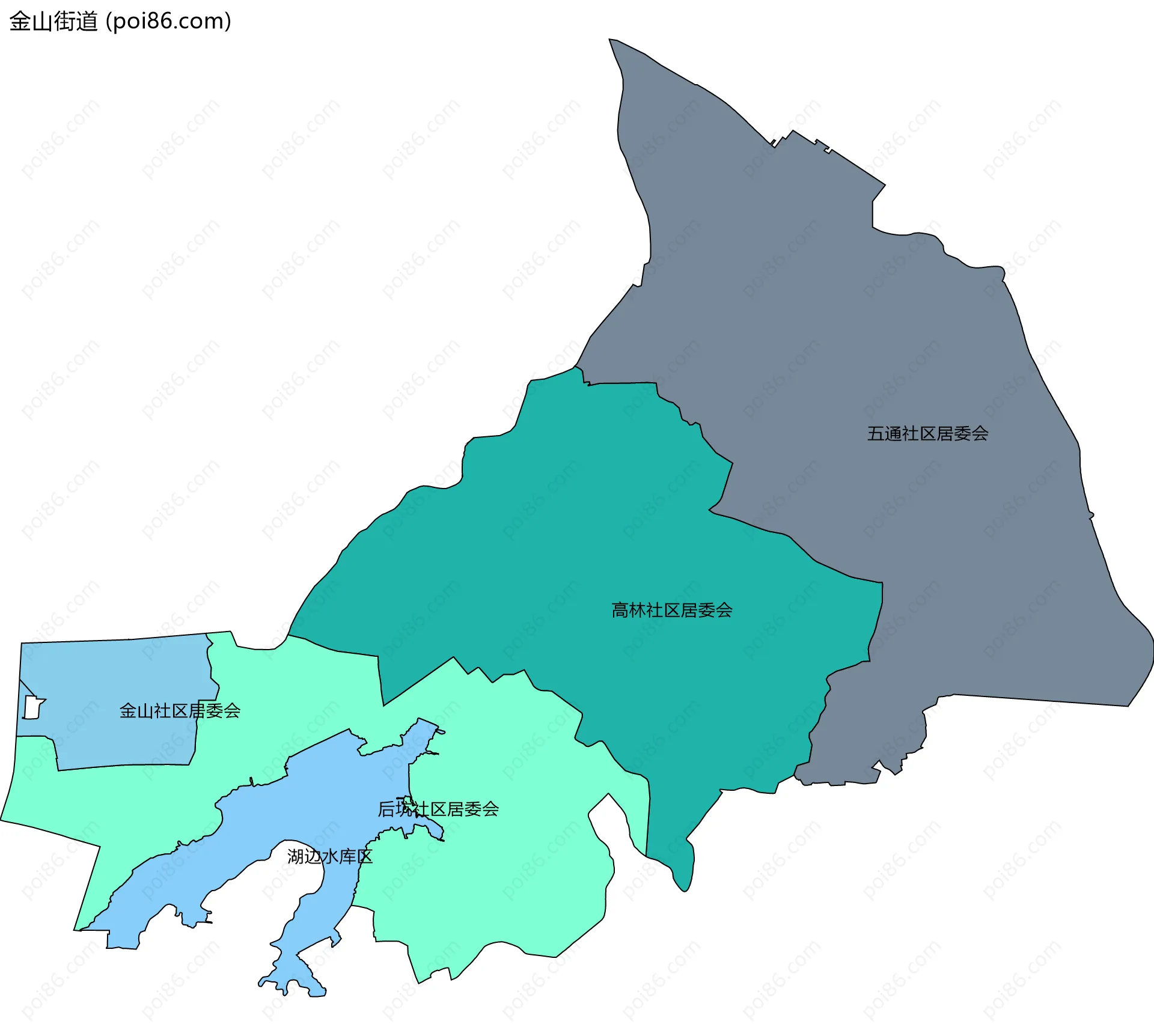 金山街道边界地图(五级行政区划)