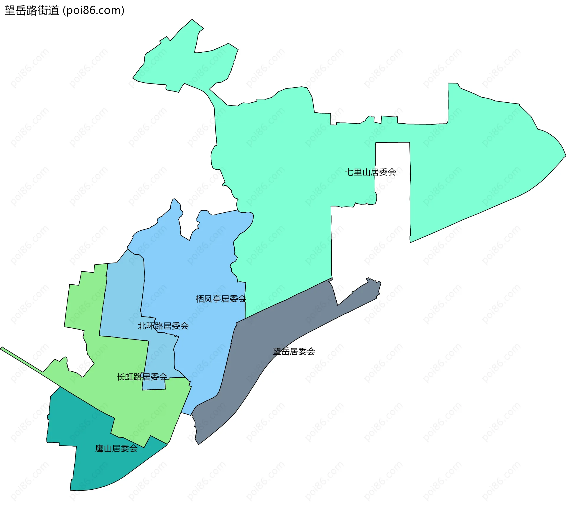 望岳路街道边界地图(五级行政区划)