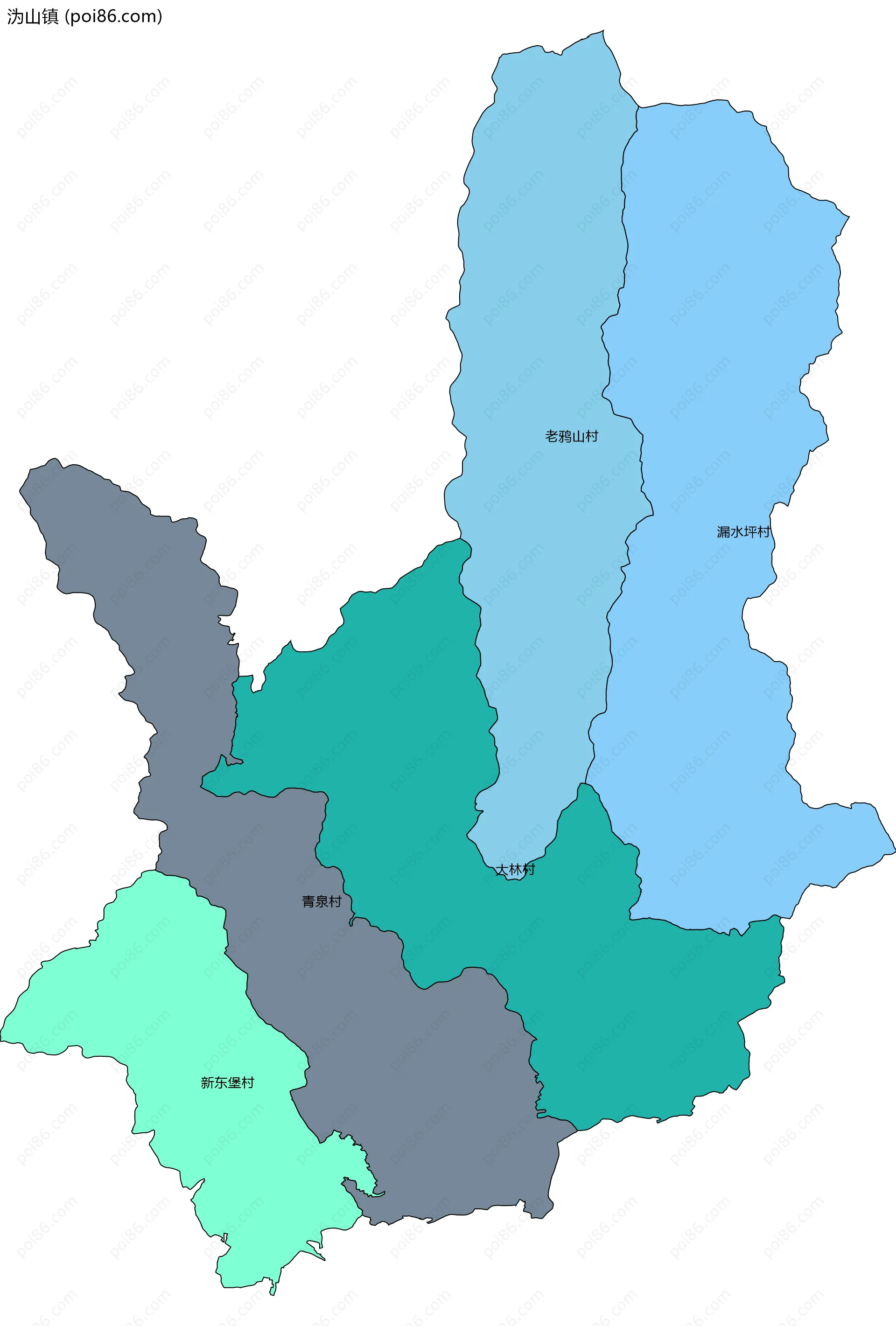 沩山镇边界地图(五级行政区划)